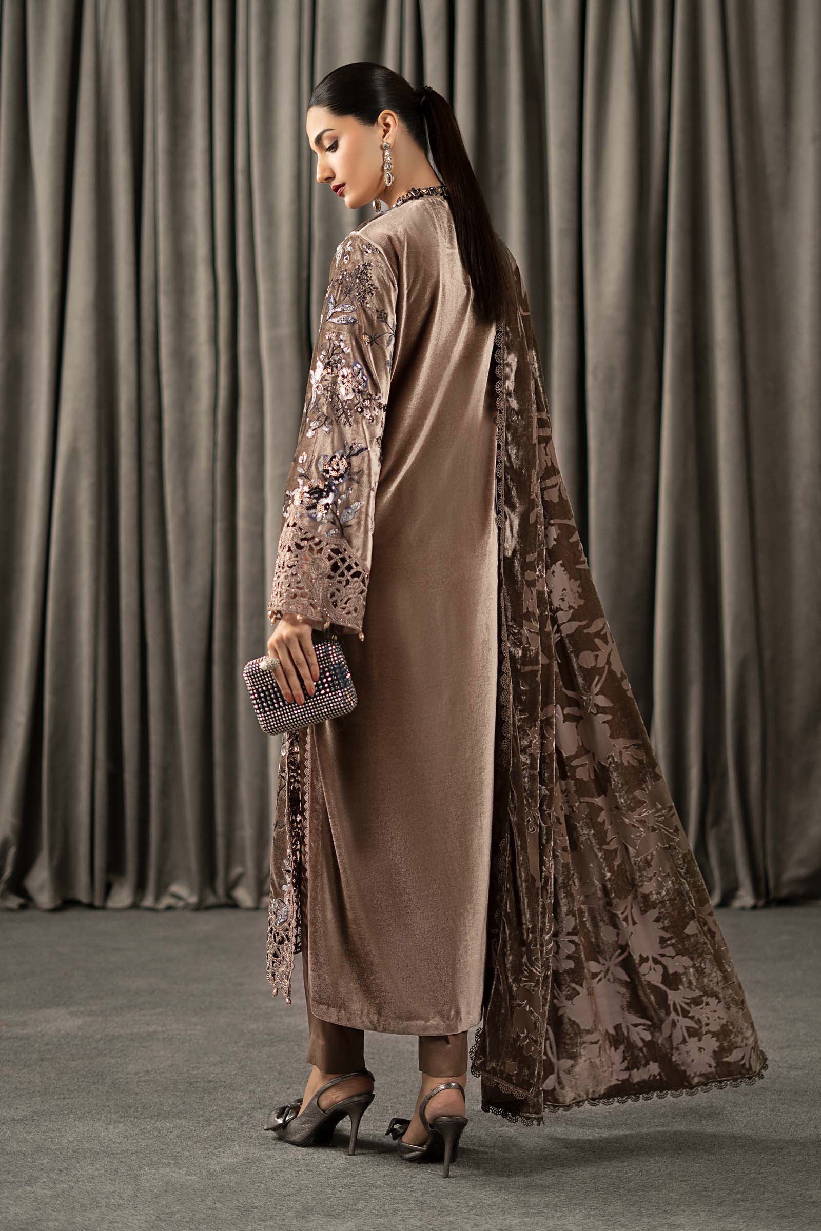 3 Piece Embroidered Velvet Suit