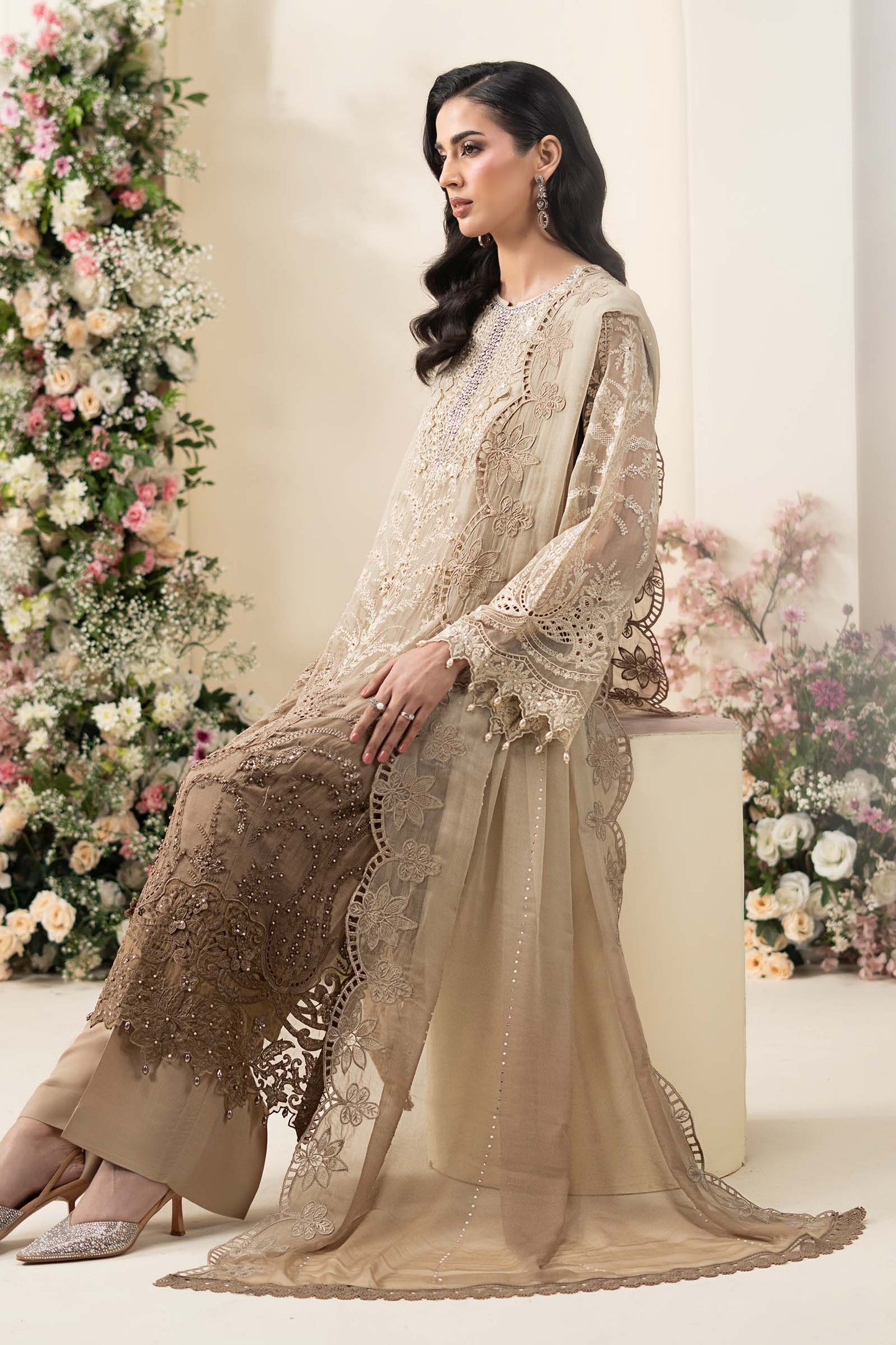 3 Piece Embroidered Chiffon Suit