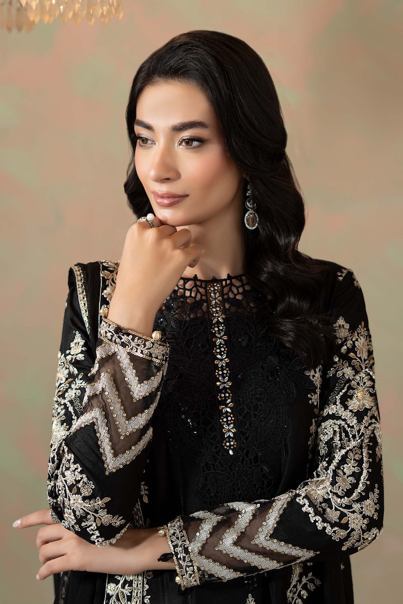 3 Piece Embroidered Raw Silk Suit