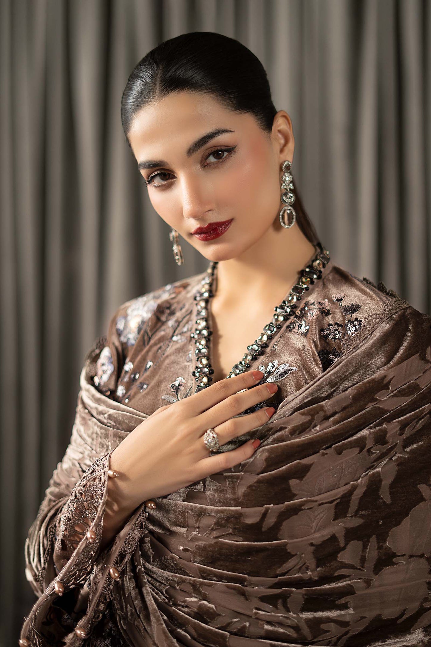 3 Piece Embroidered Velvet Suit