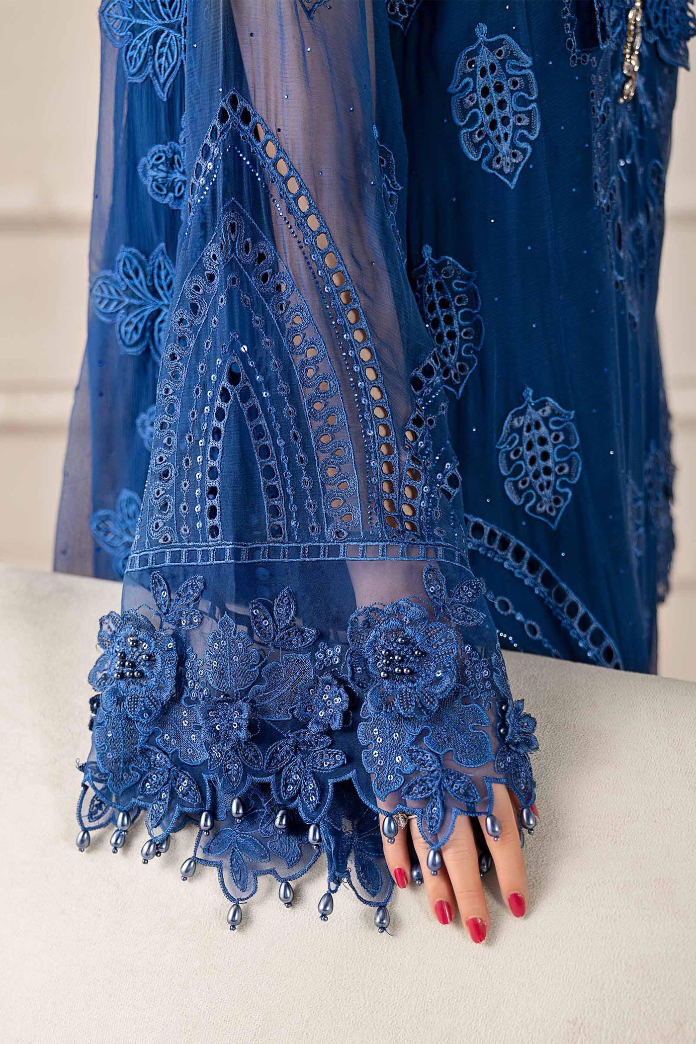3 Piece Embroidered Chiffon Suit | MCS-25-103