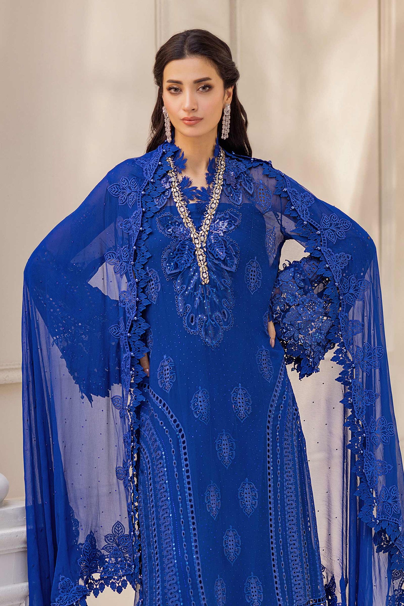 3 Piece Unstitched Embroidered Chiffon Suit | MPC-25-103