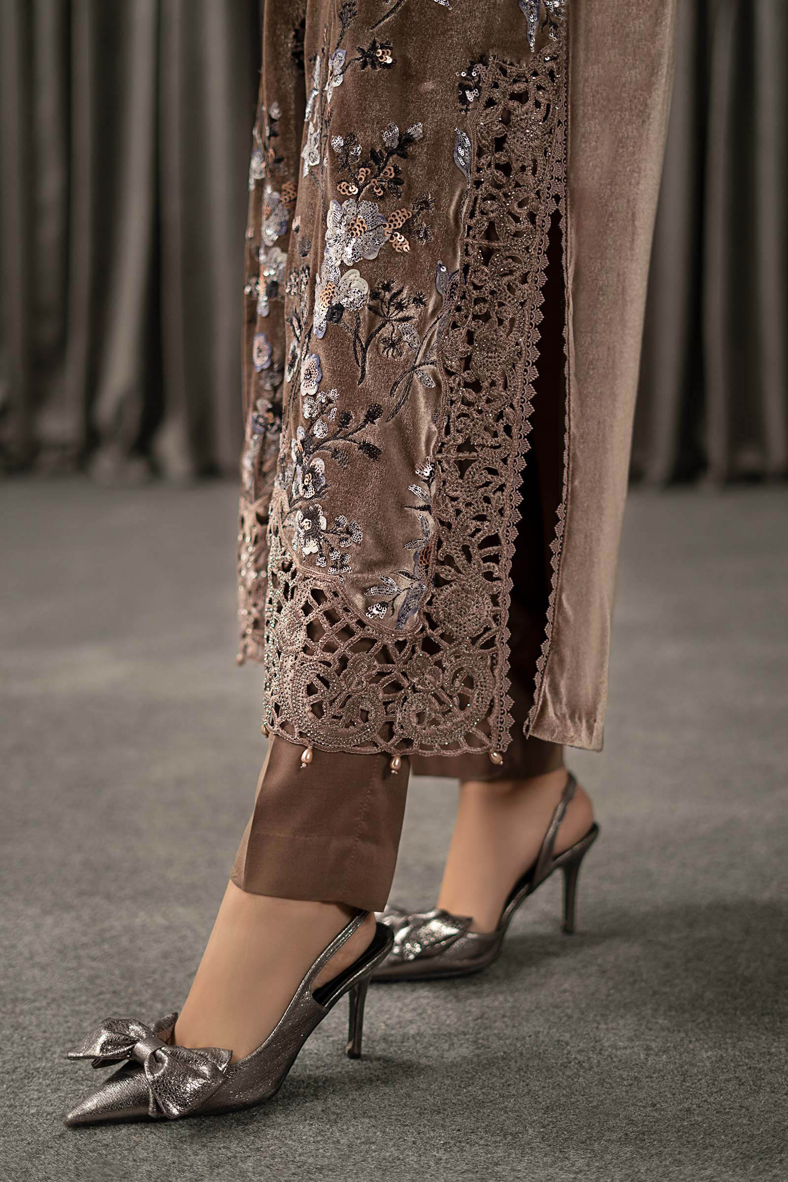 3 Piece Embroidered Velvet Suit