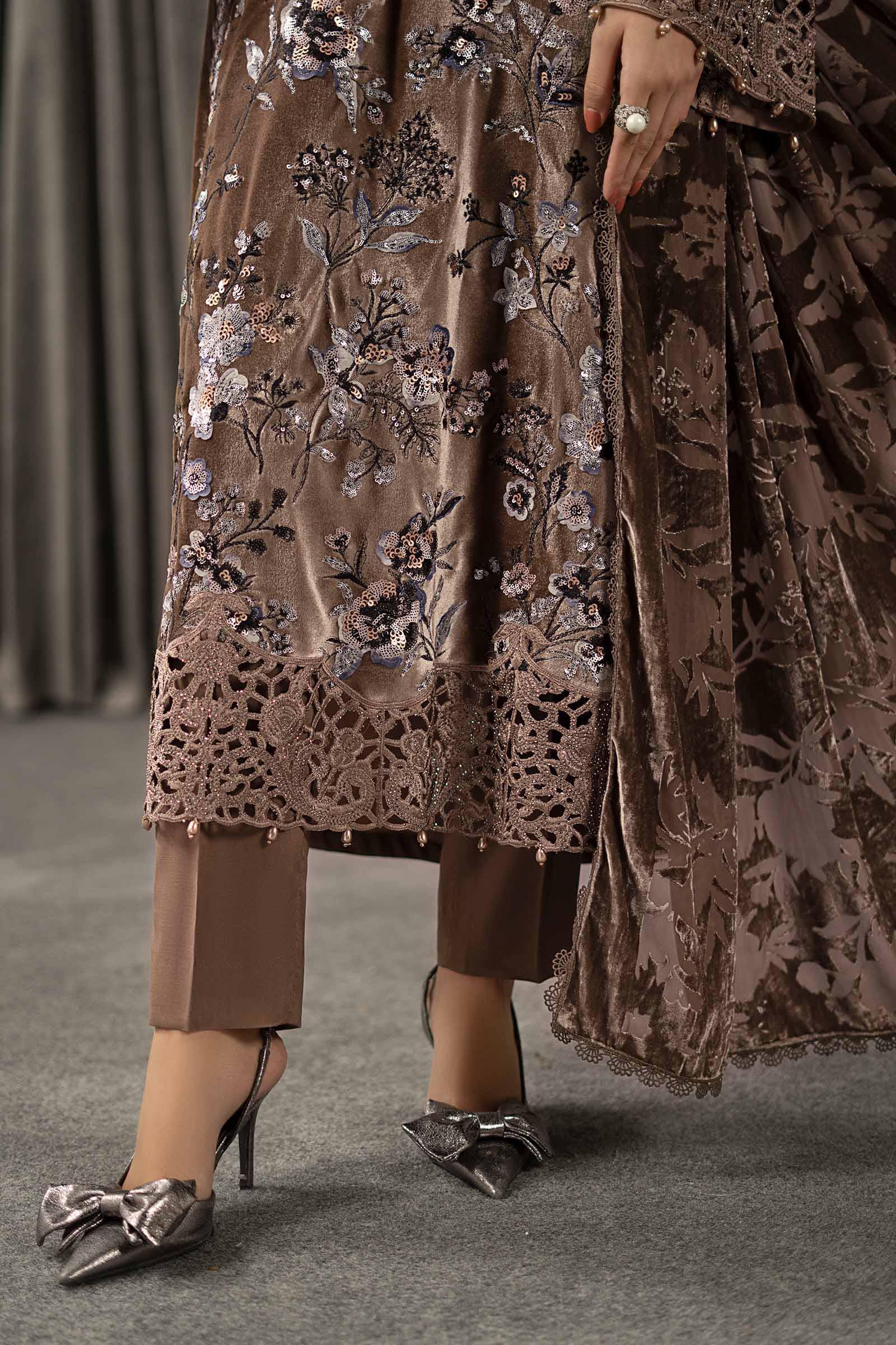 3 Piece Embroidered Velvet Suit