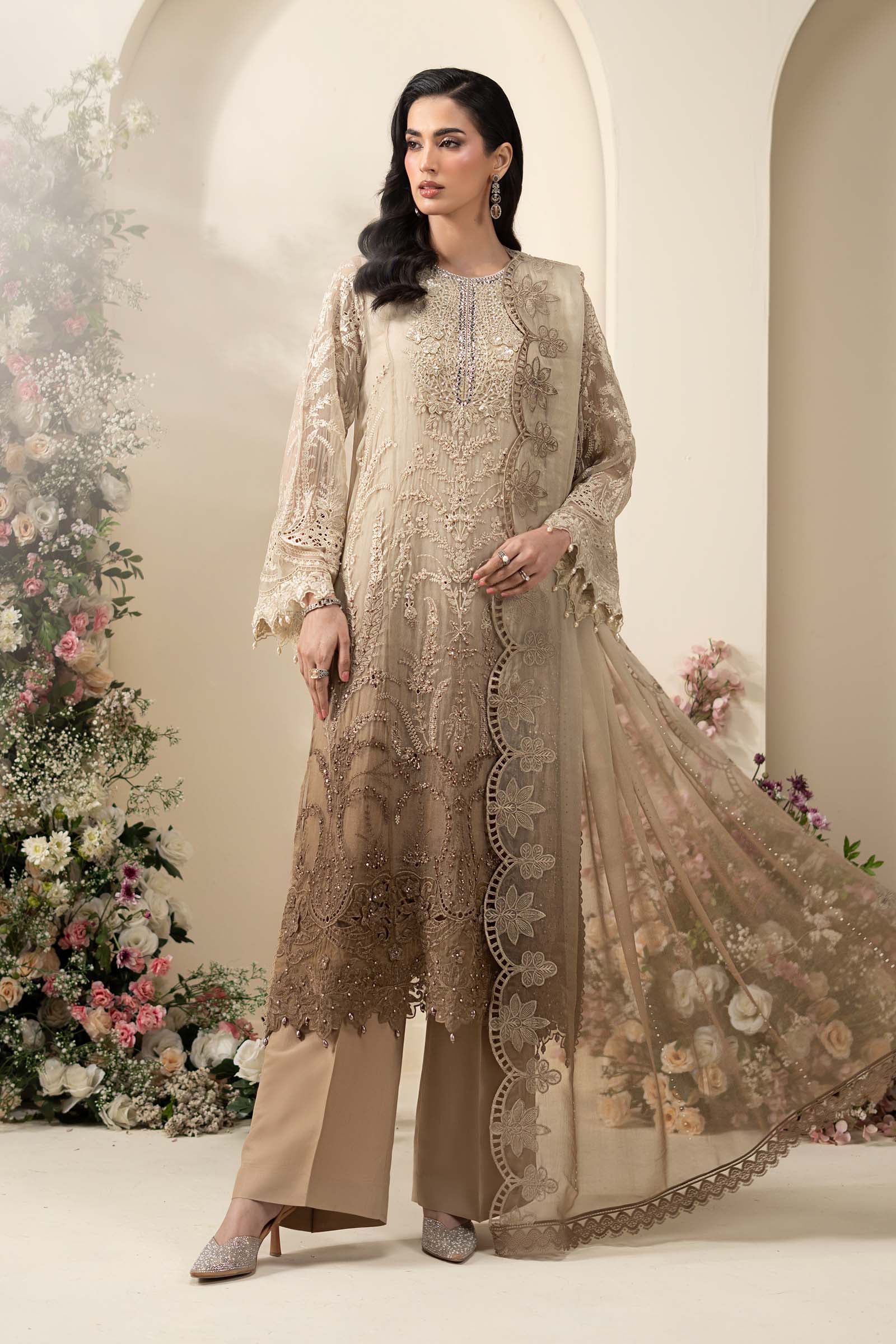 3 Piece Embroidered Chiffon Suit