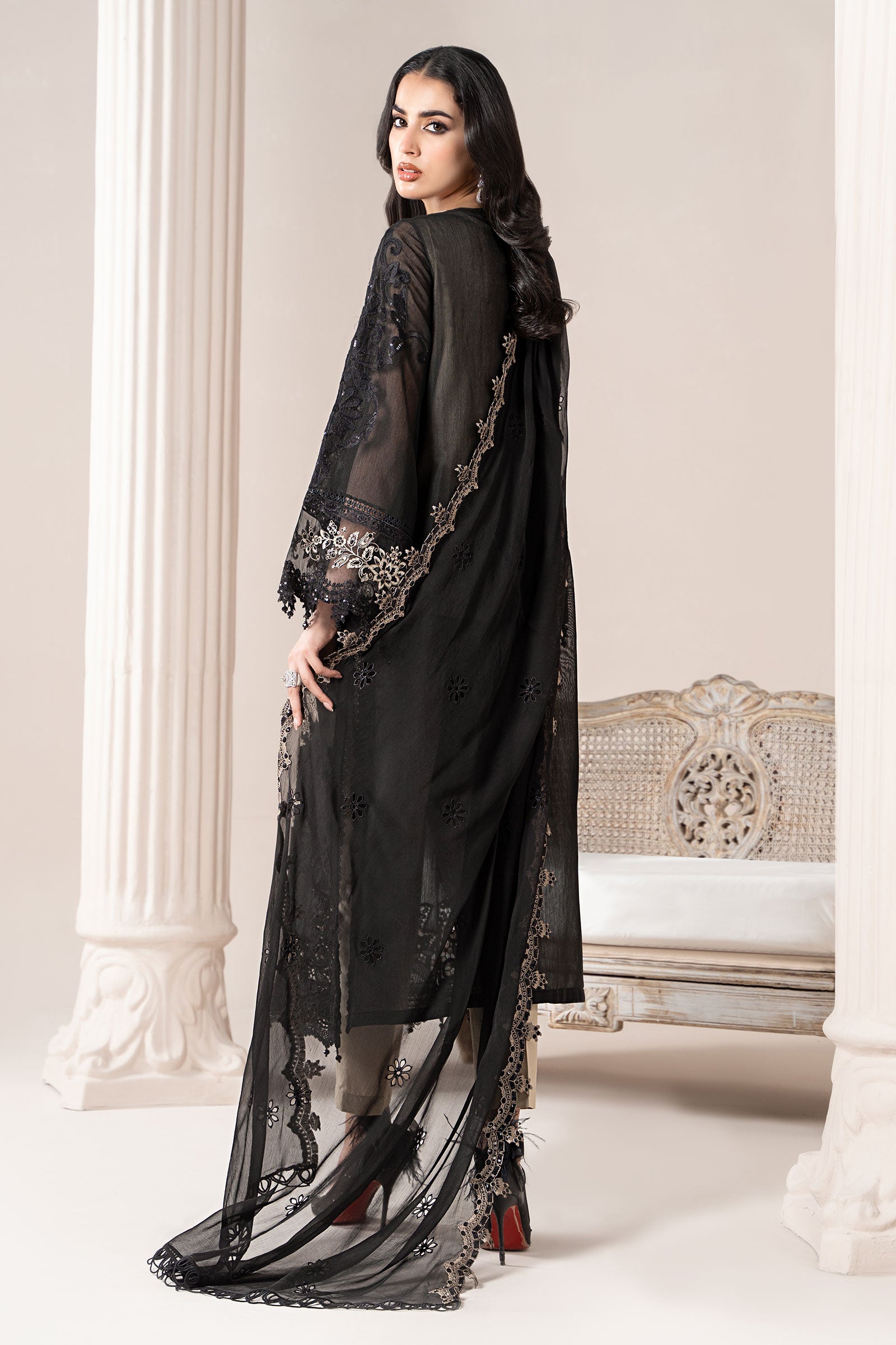 3 Piece Embroidered Paper Cotton Suit | ELS-25-03