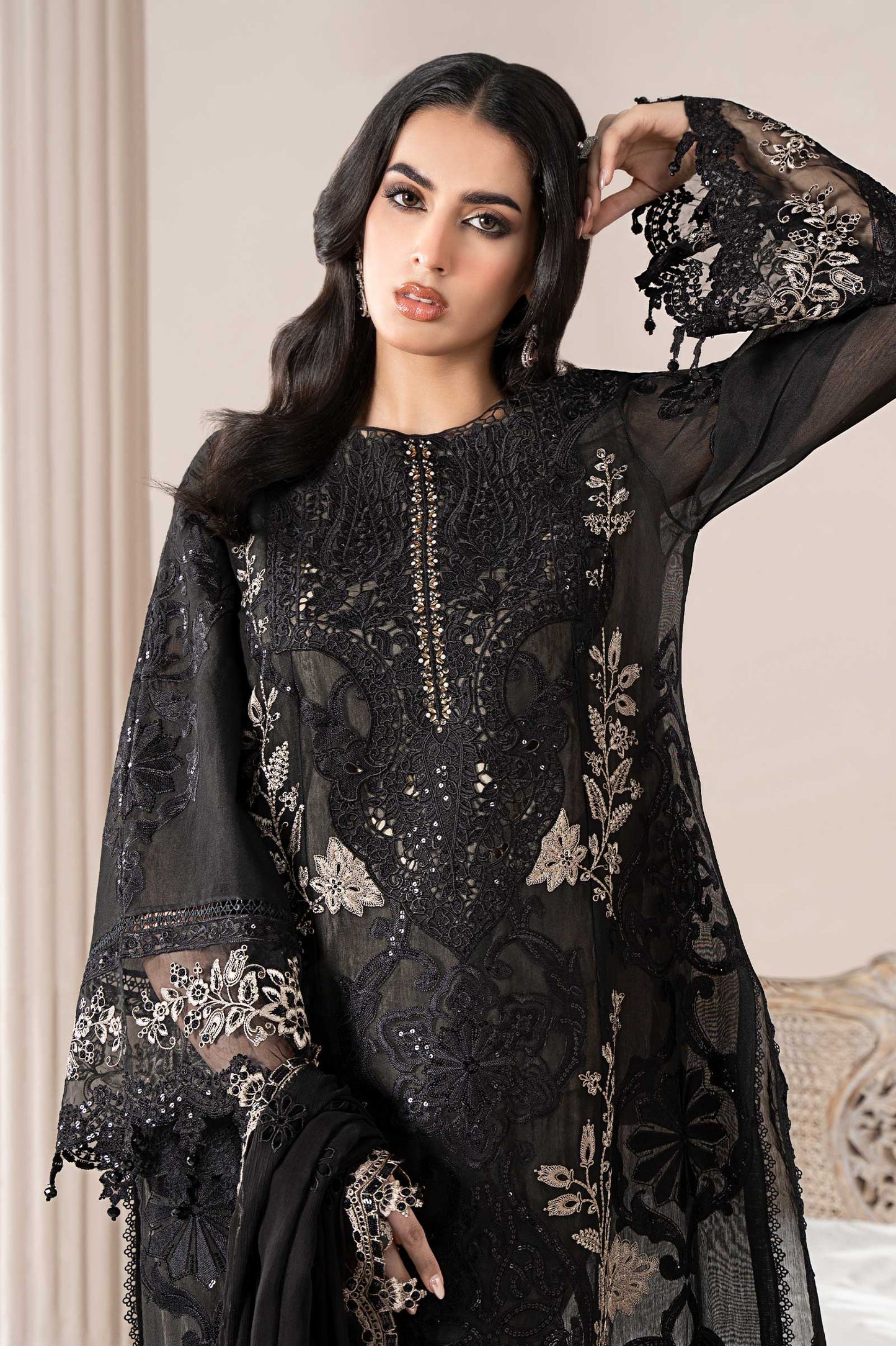 3 Piece Embroidered Paper Cotton Suit | ELS-25-03