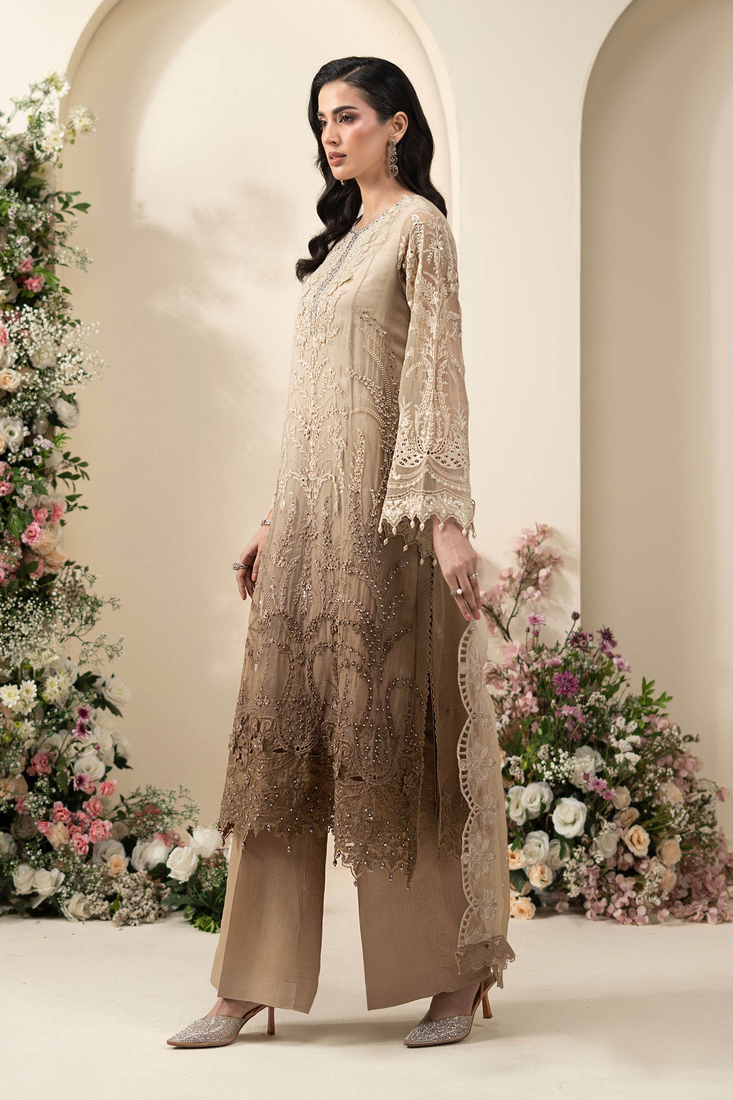 3 Piece Embroidered Chiffon Suit