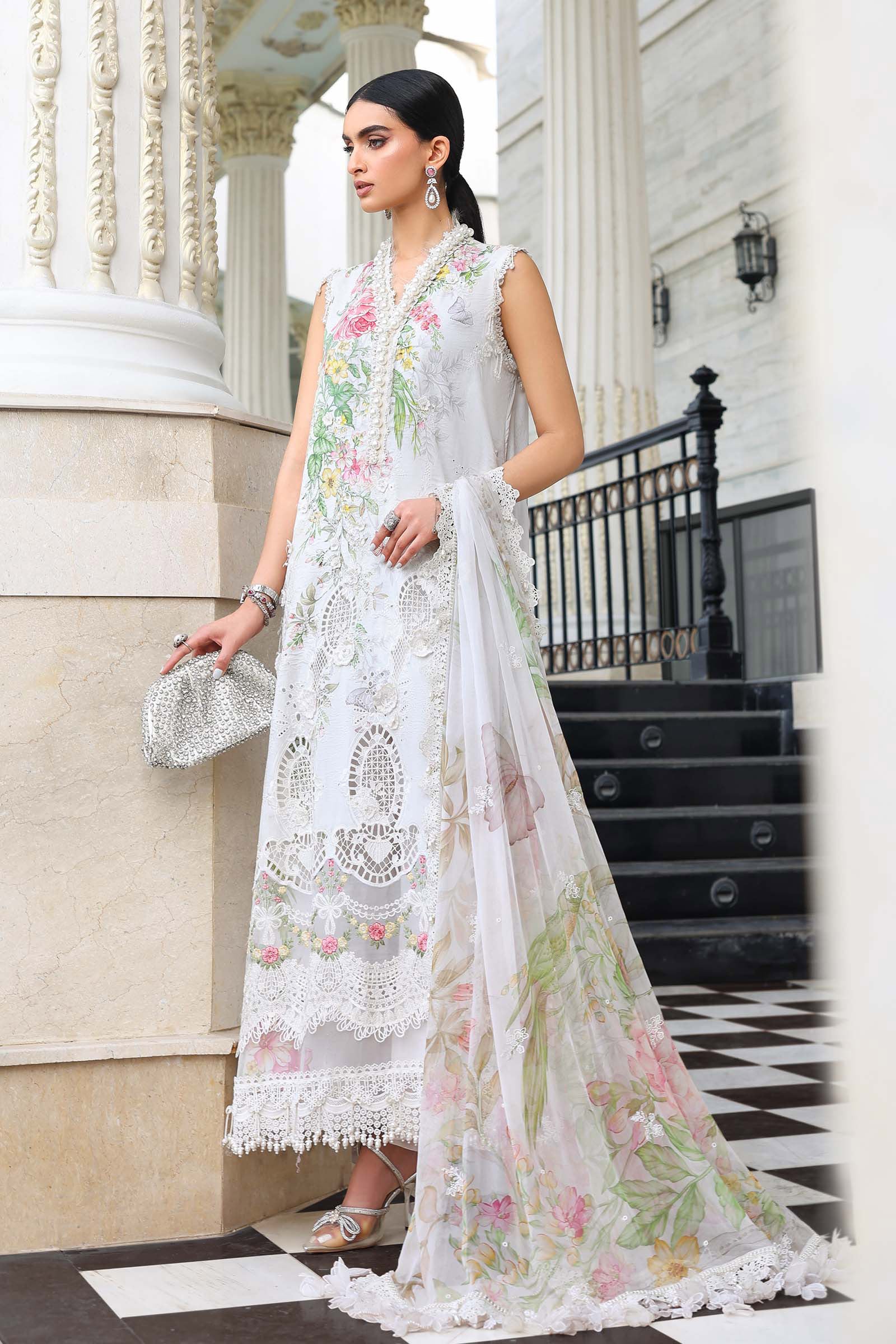 3 Piece Unstitched Embroidered Lawn Suit