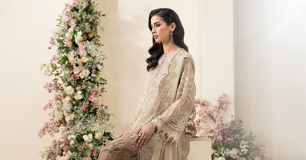 3 Piece Embroidered Chiffon Suit