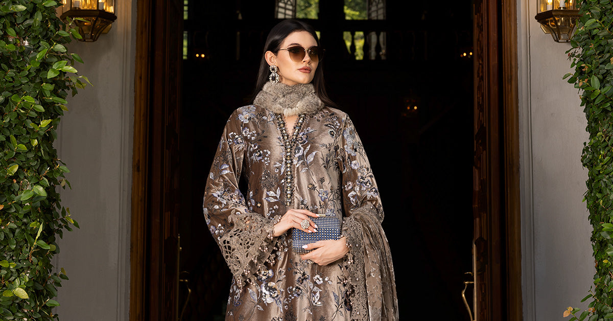 3 Piece Unstitched Embroidered Velvet Suit