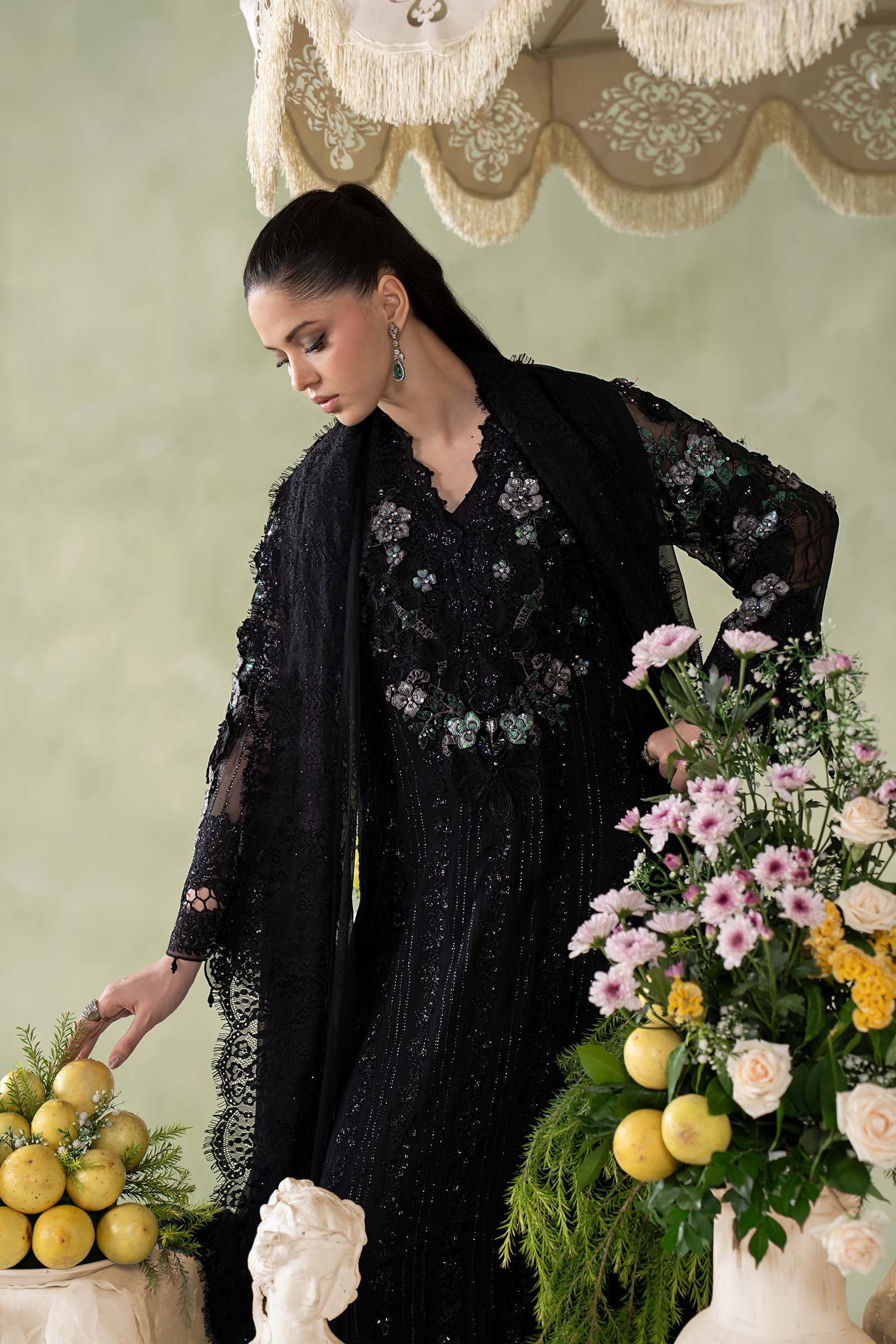 3 Piece Embroidered Chiffon Suit