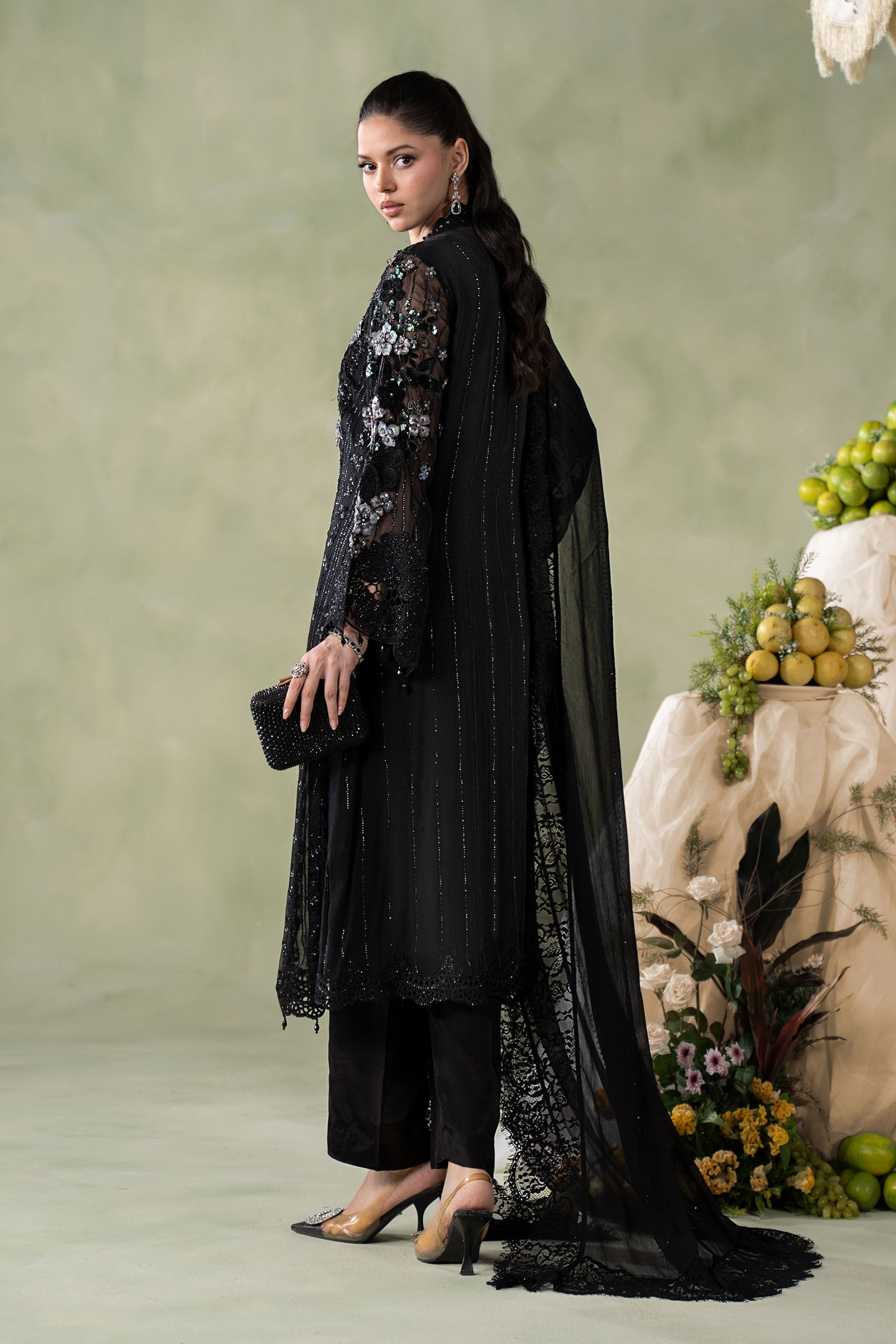 3 Piece Embroidered Chiffon Suit