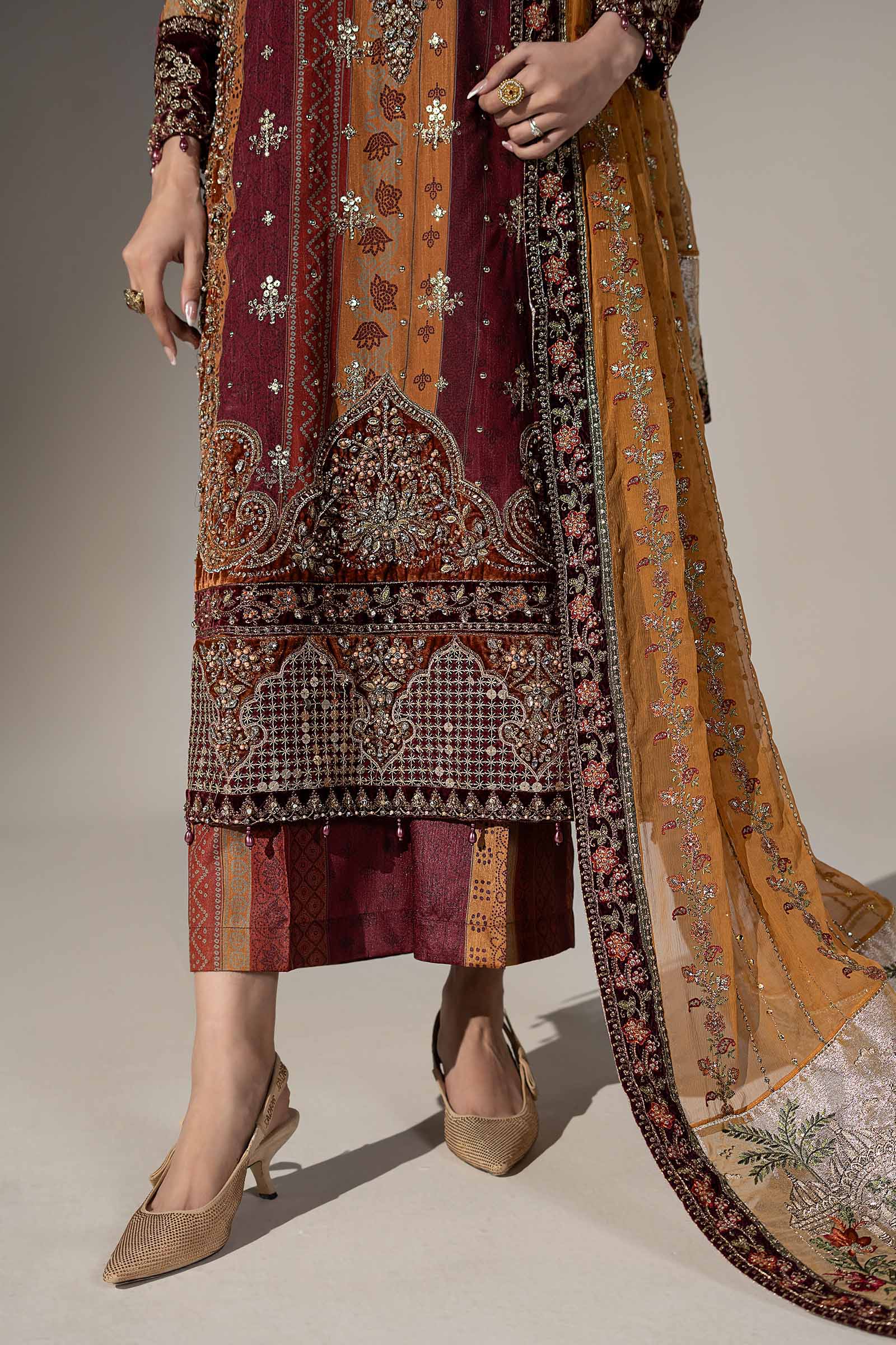 3 Piece Embroidered Raw Silk Suit