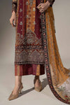 3 Piece Embroidered Raw Silk Suit