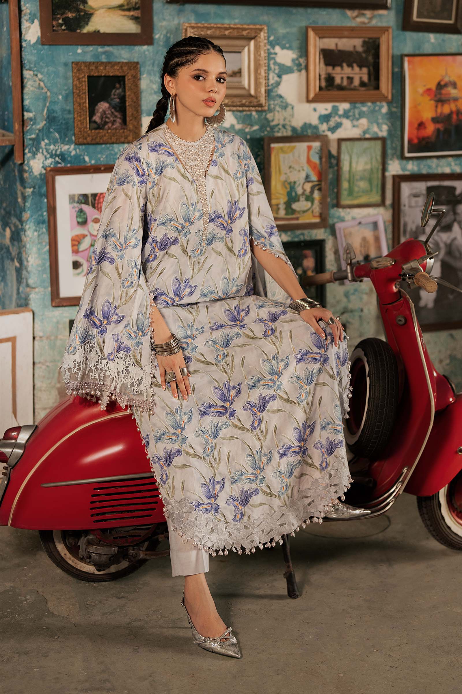 3 Piece Unstitched Embroidered Cambric Suit