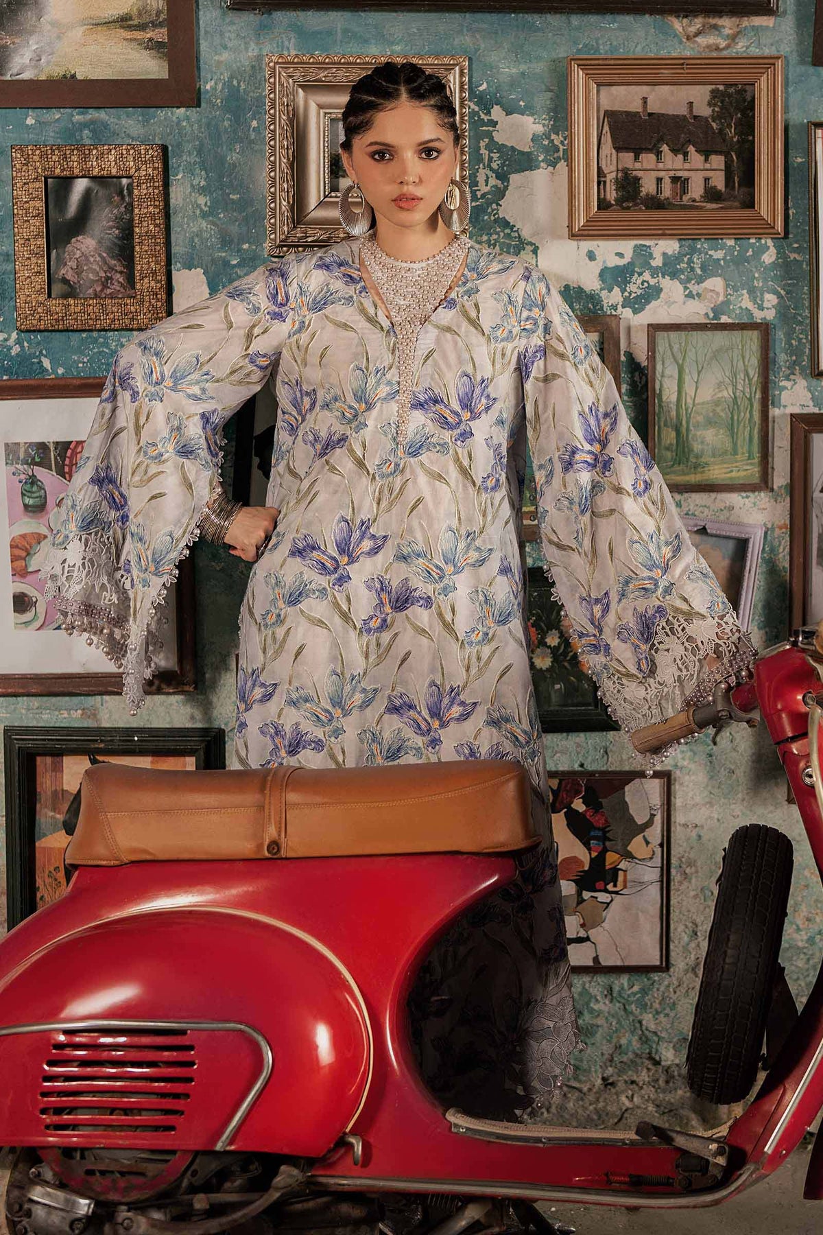 3 Piece Unstitched Embroidered Cambric Suit