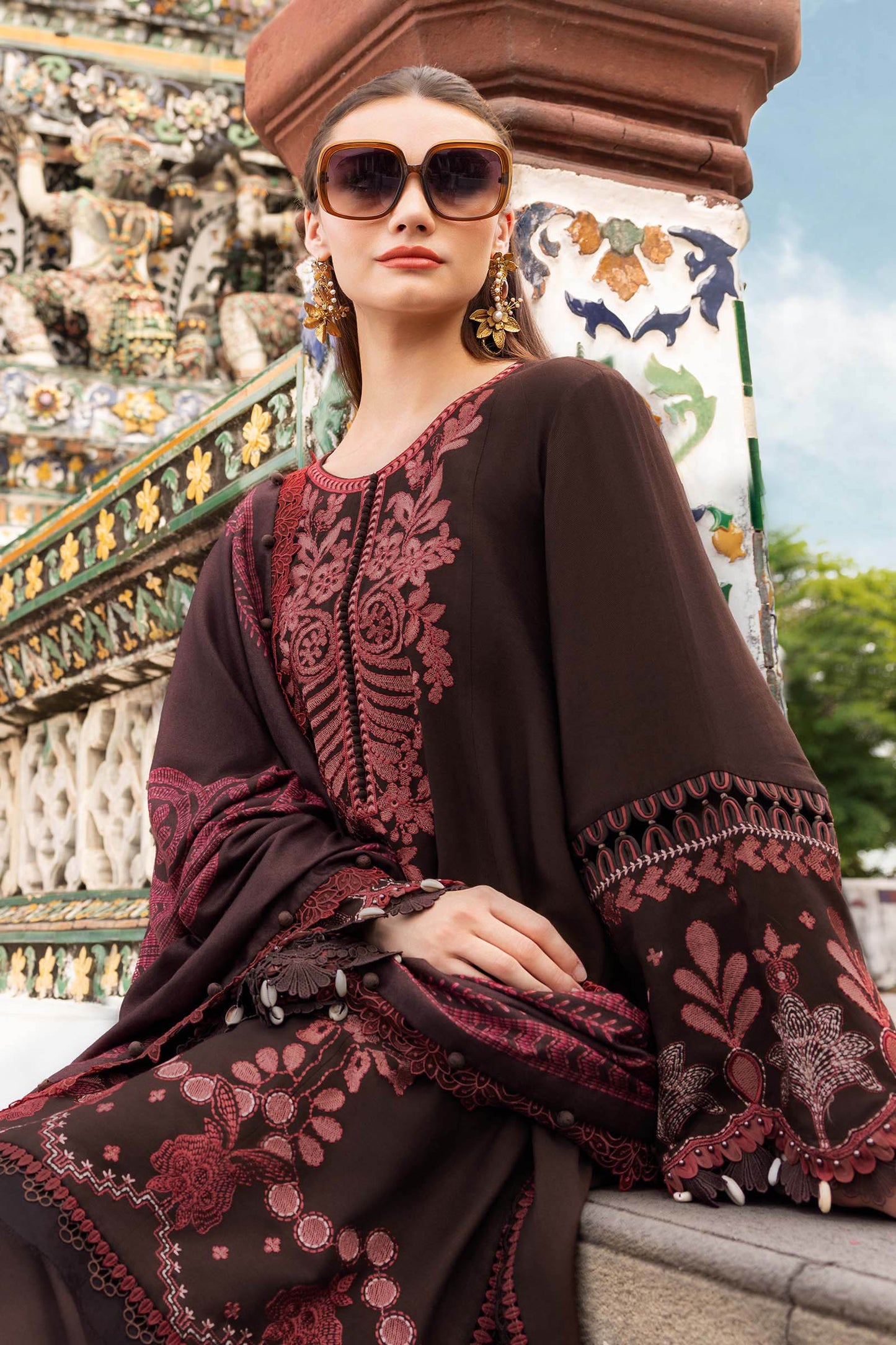 3 Piece Unstitched Embroidered Twill Linen Suit