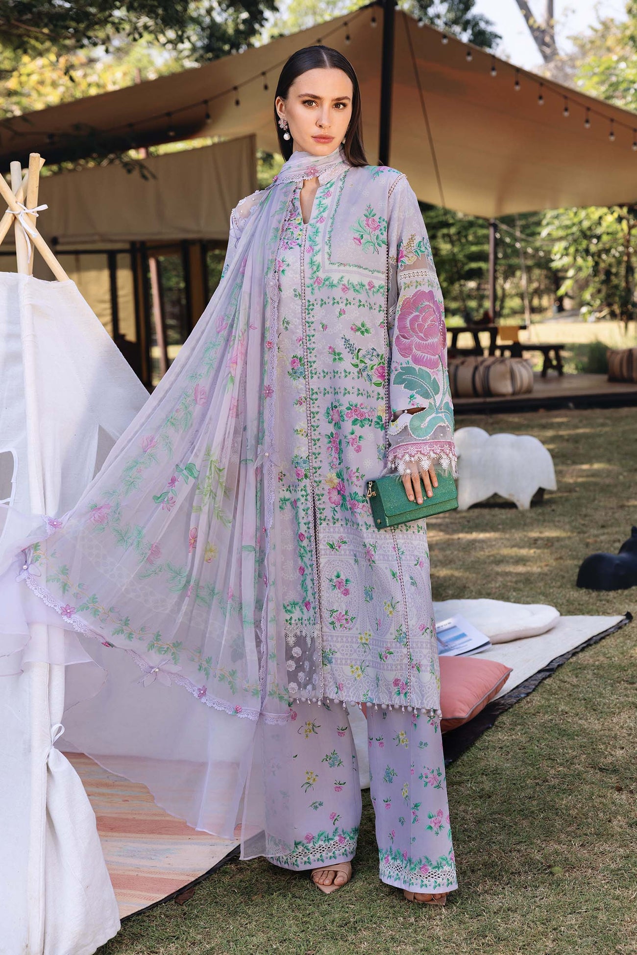 3 Piece Unstitched Embroidered Lawn Suit