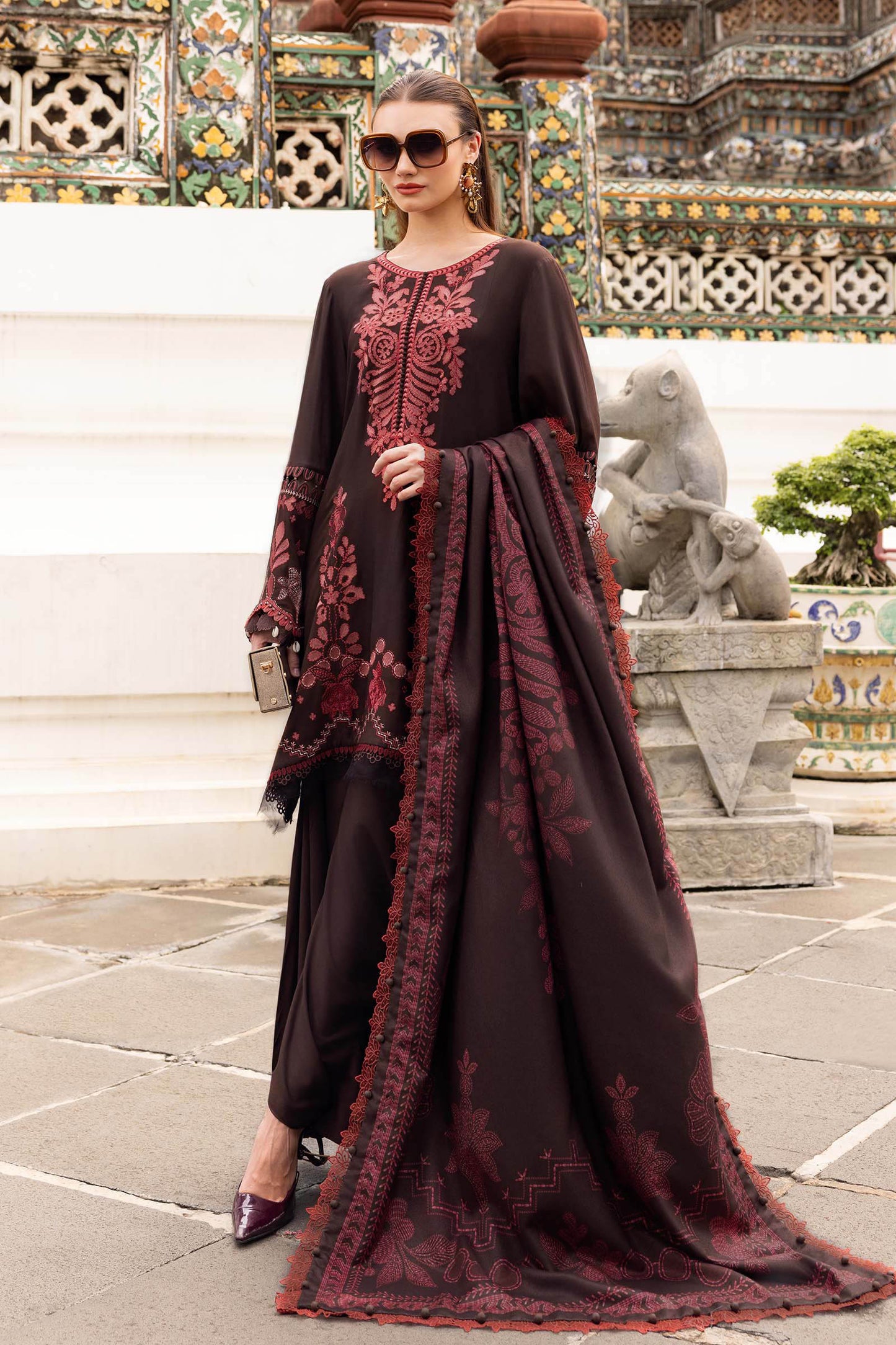3 Piece Unstitched Embroidered Twill Linen Suit