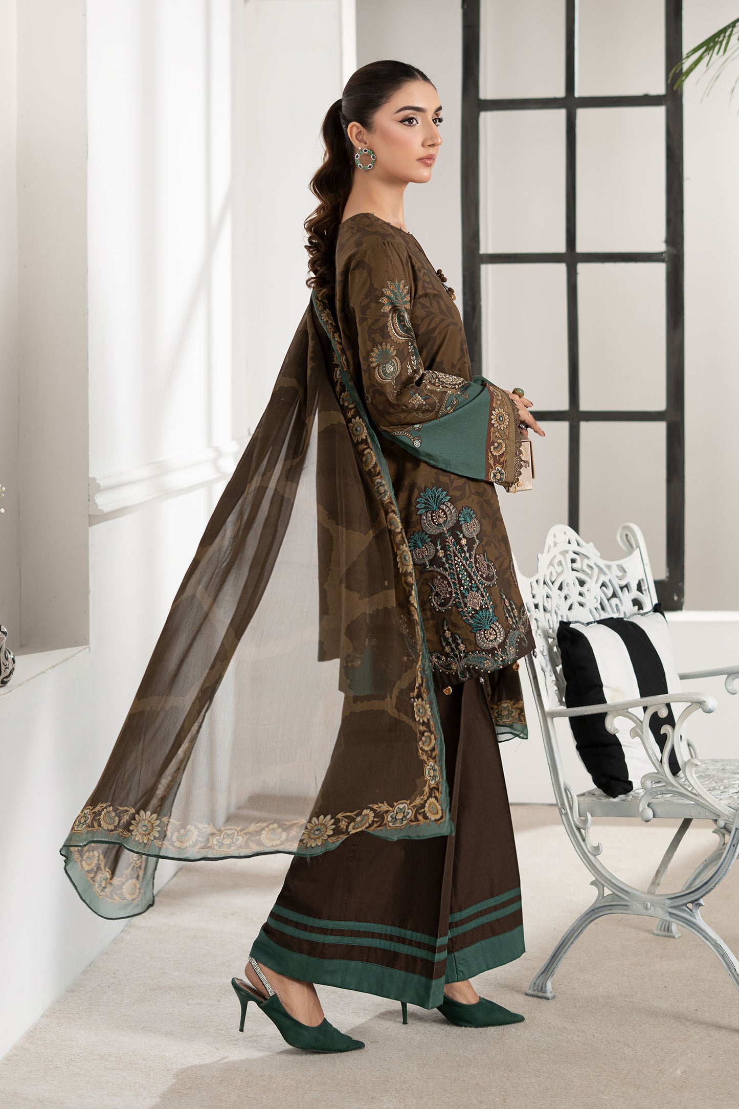 3 Piece Embroidered Cambric Suit