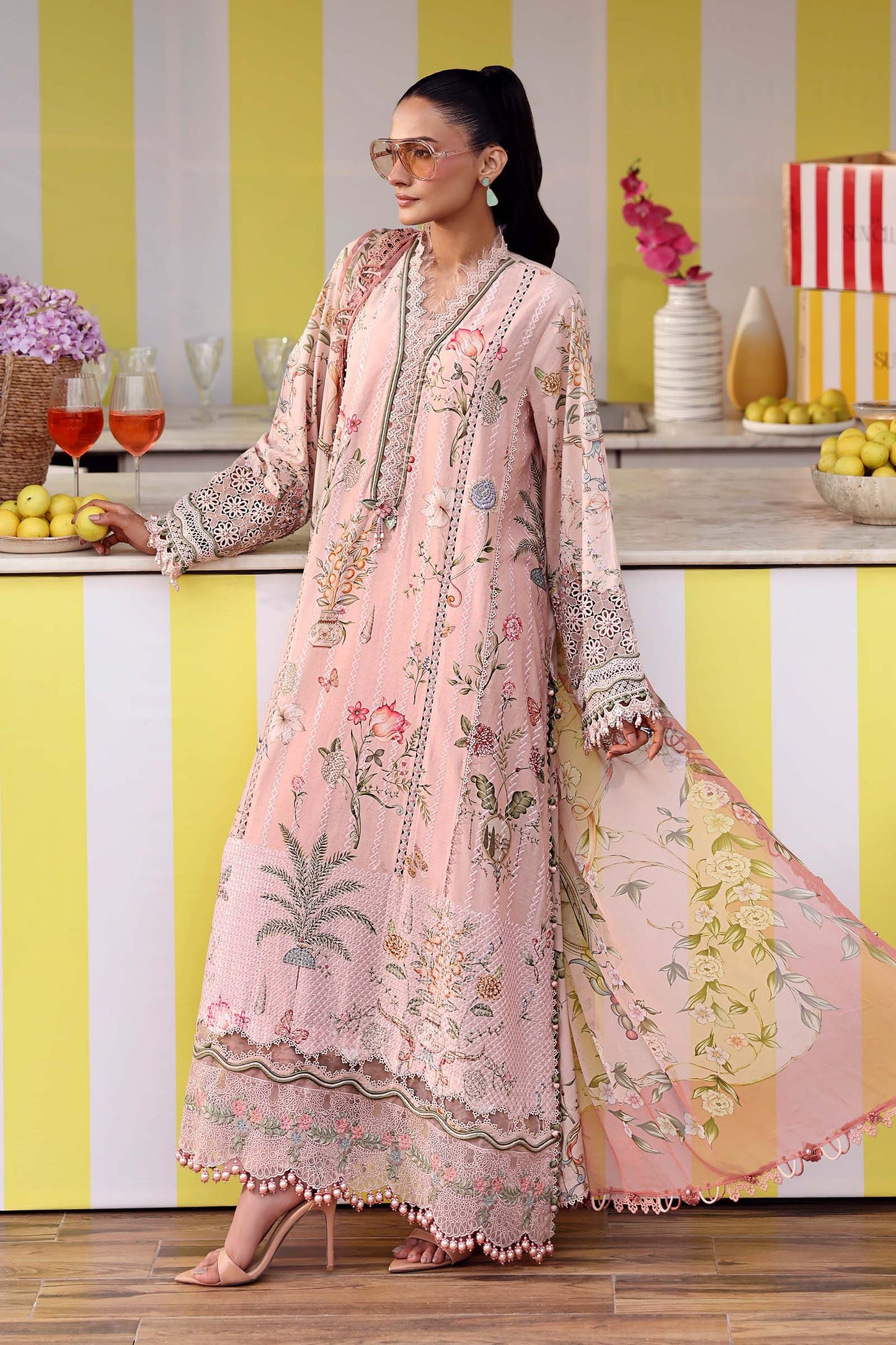3 Piece Unstitched Embroidered Lawn Suit