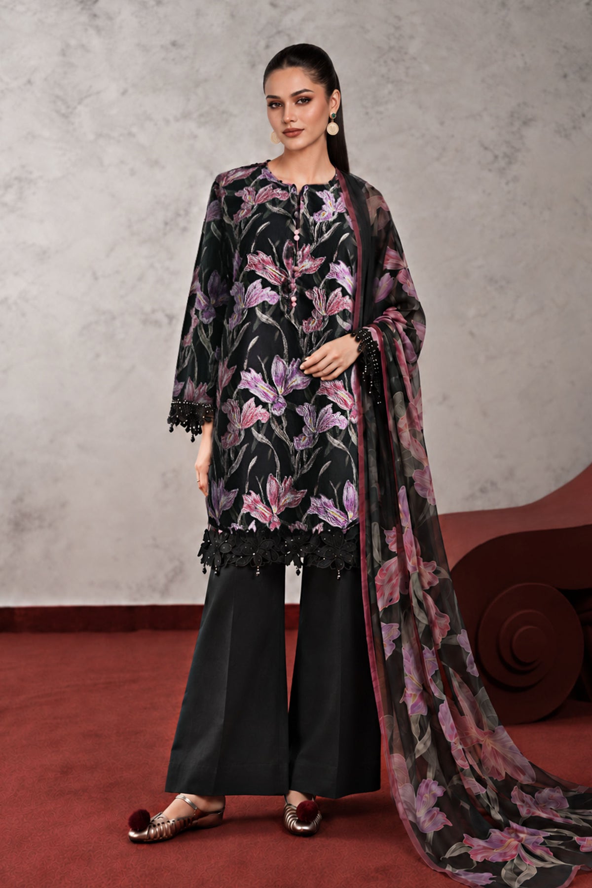3 Piece Embroidered Cambric Suit