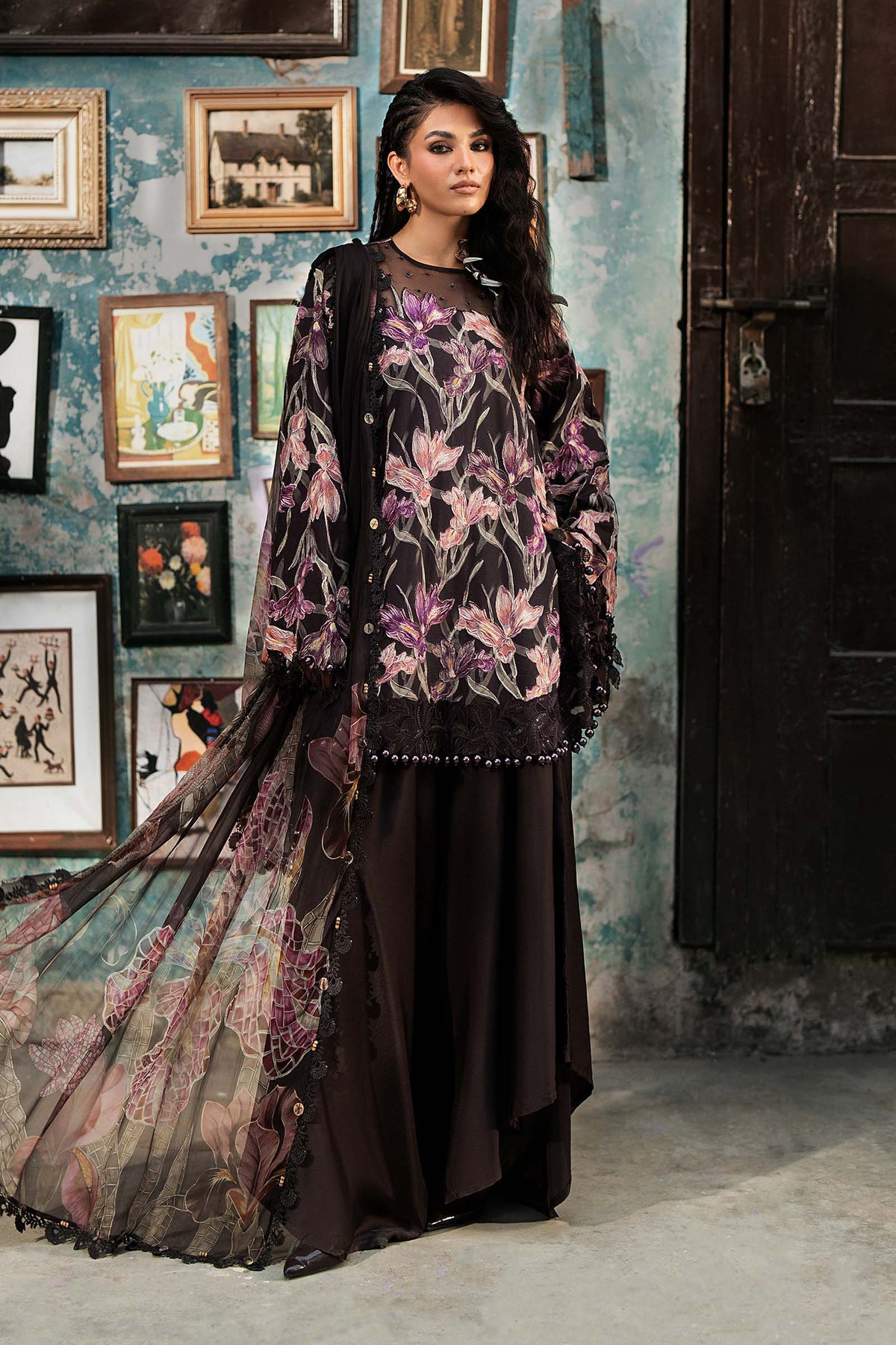 3 Piece Unstitched Embroidered Cambric Suit