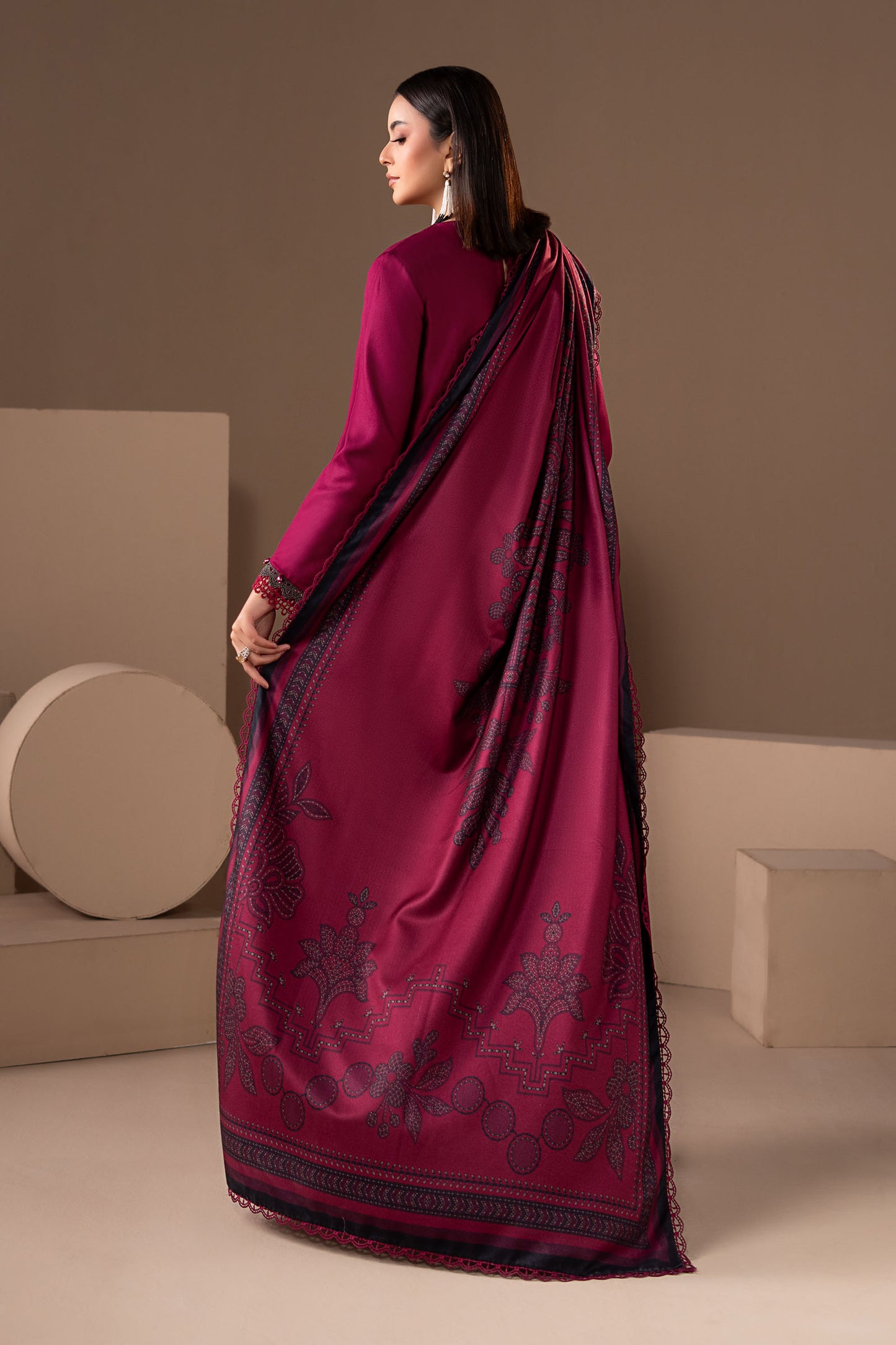 3 Piece Embroidered Twill Linen Suit