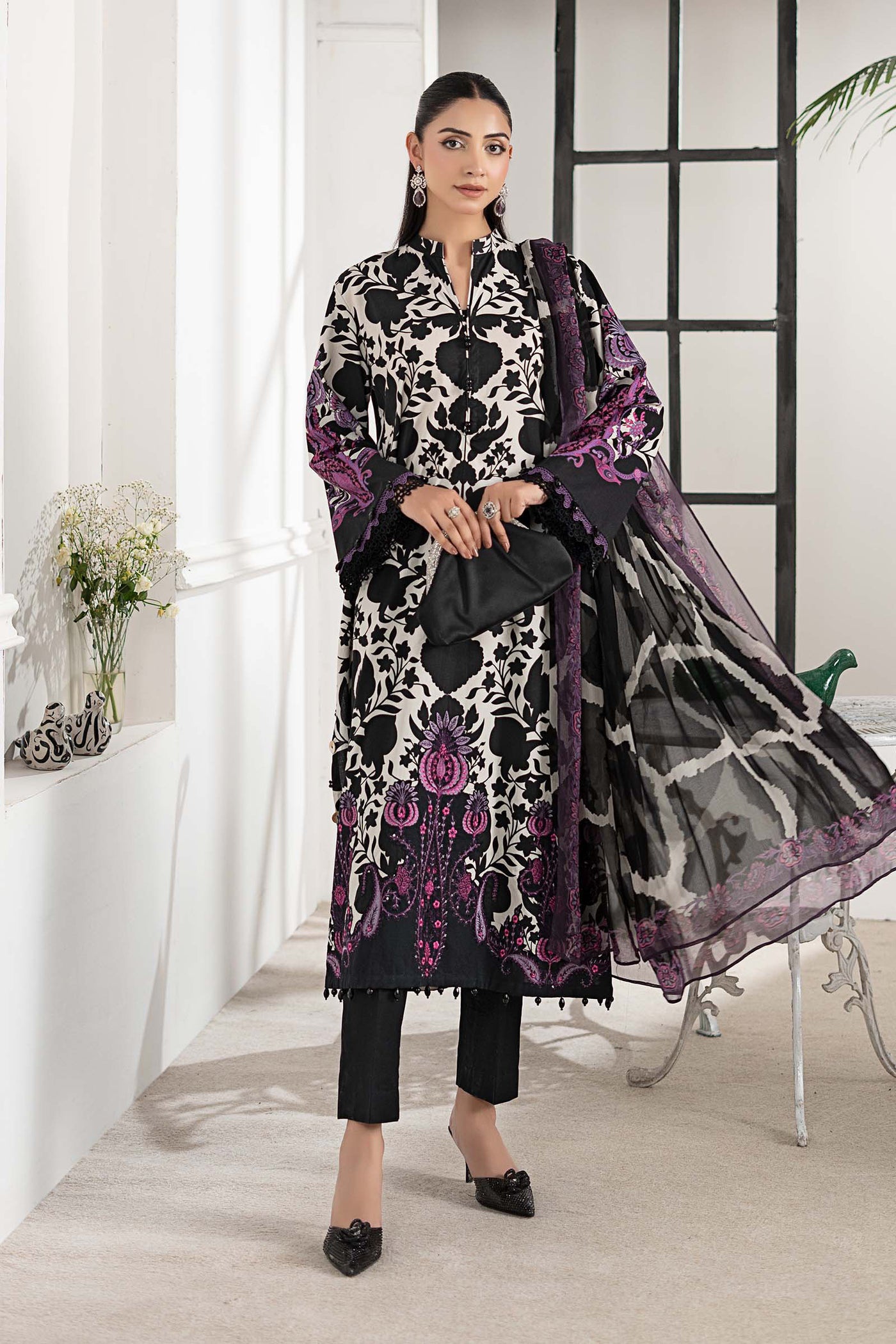 3 Piece Embroidered Cambric Suit