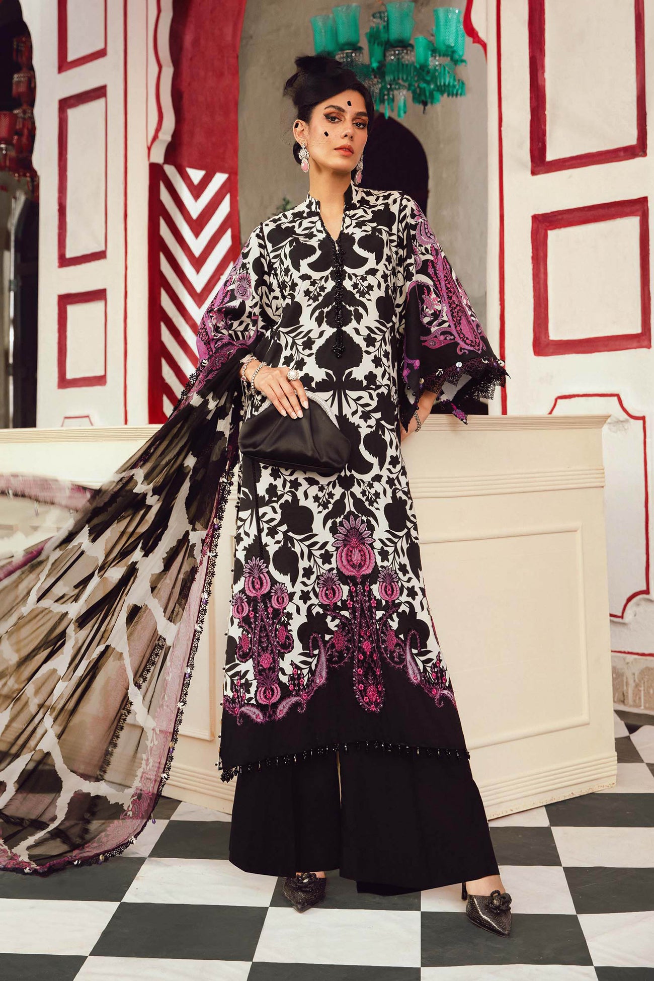 3 Piece Unstitched Embroidered Cambric Suit | MPT-2704-B
