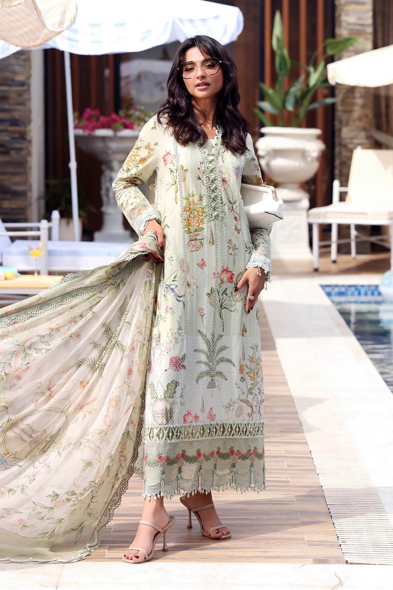 3 Piece Unstitched Embroidered Lawn Suit