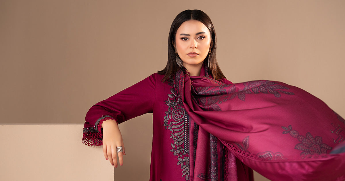 3 Piece Embroidered Twill Linen Suit