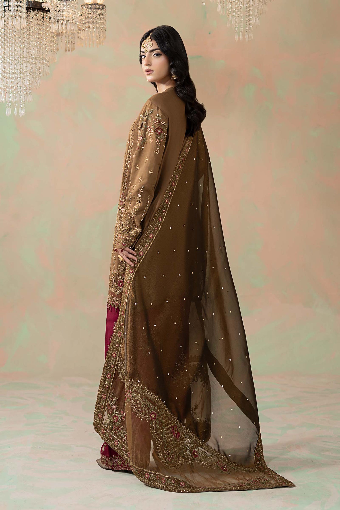 3 Piece Embroidered Raw Silk Suit