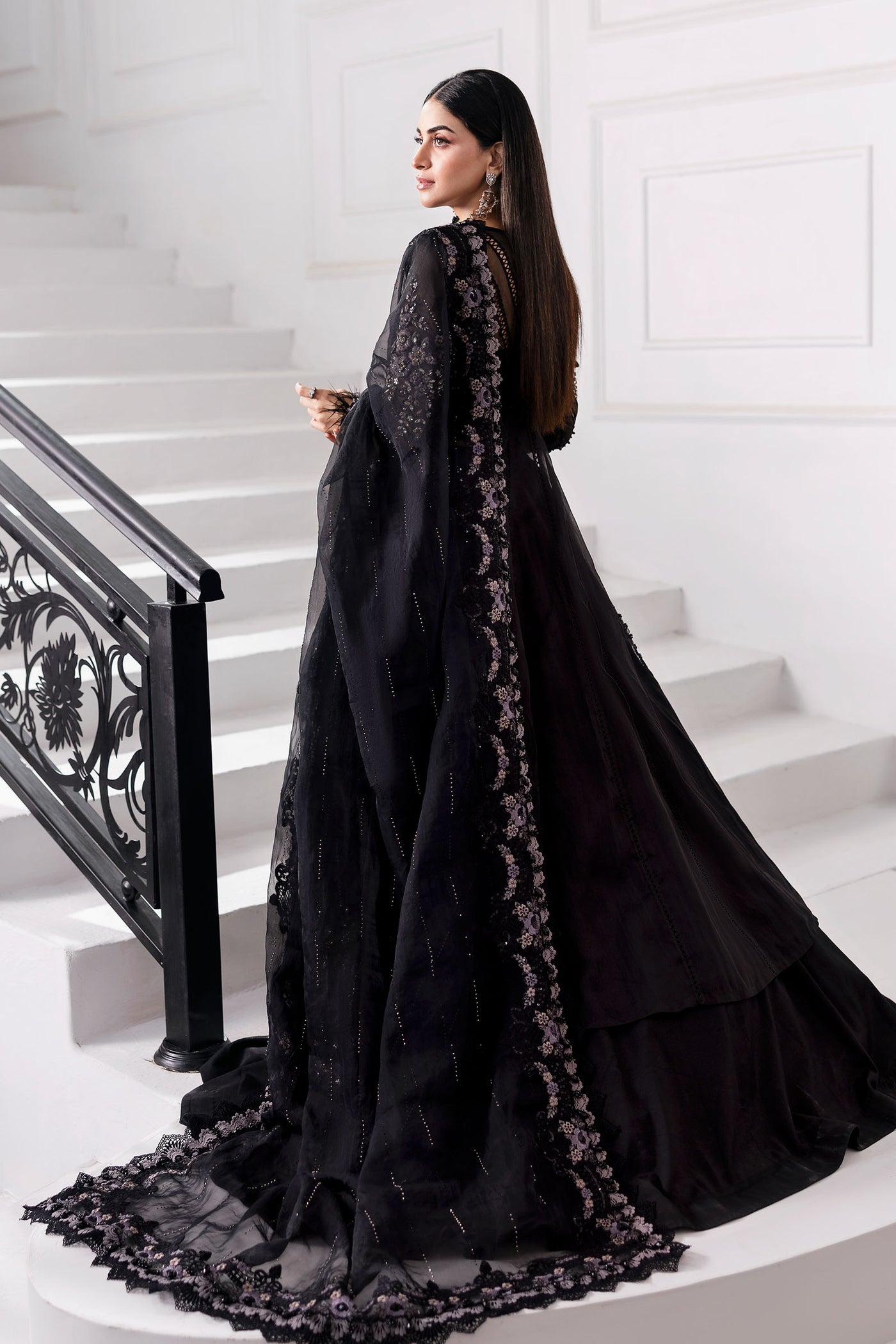 3 Piece Unstitched Embroidered Organza Suit | BD-3004