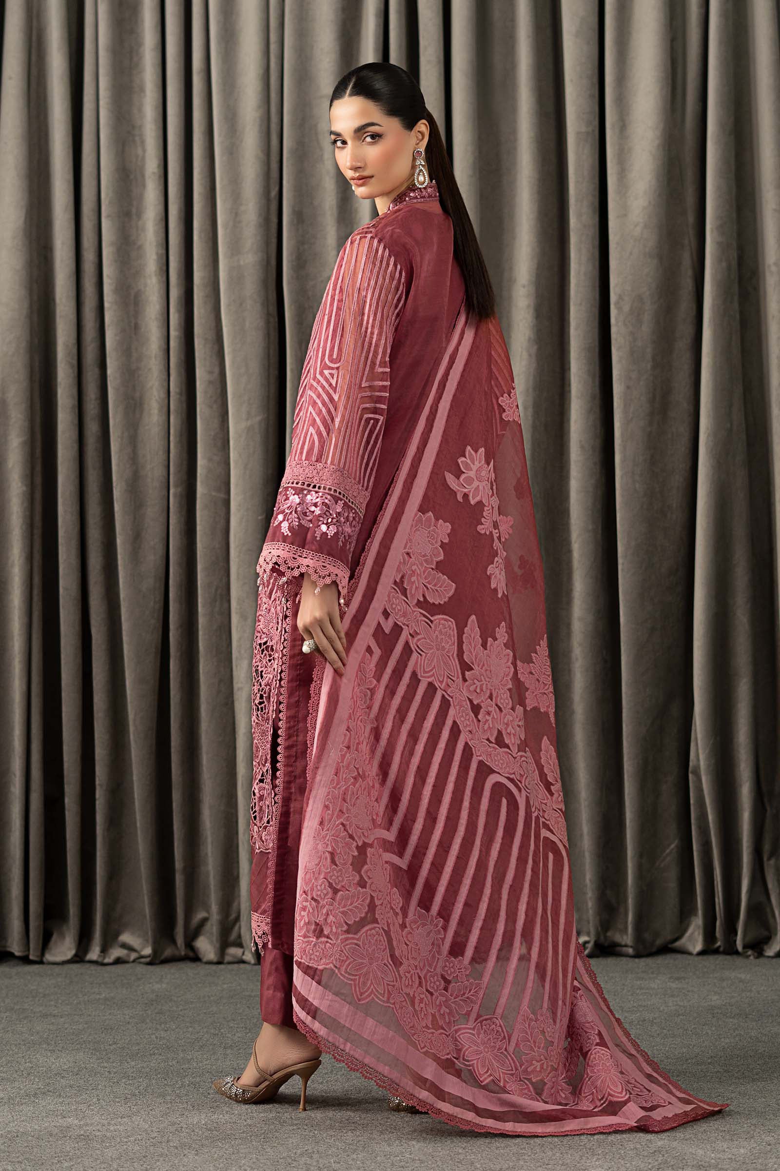 3 Piece Embroidered Organza Suit