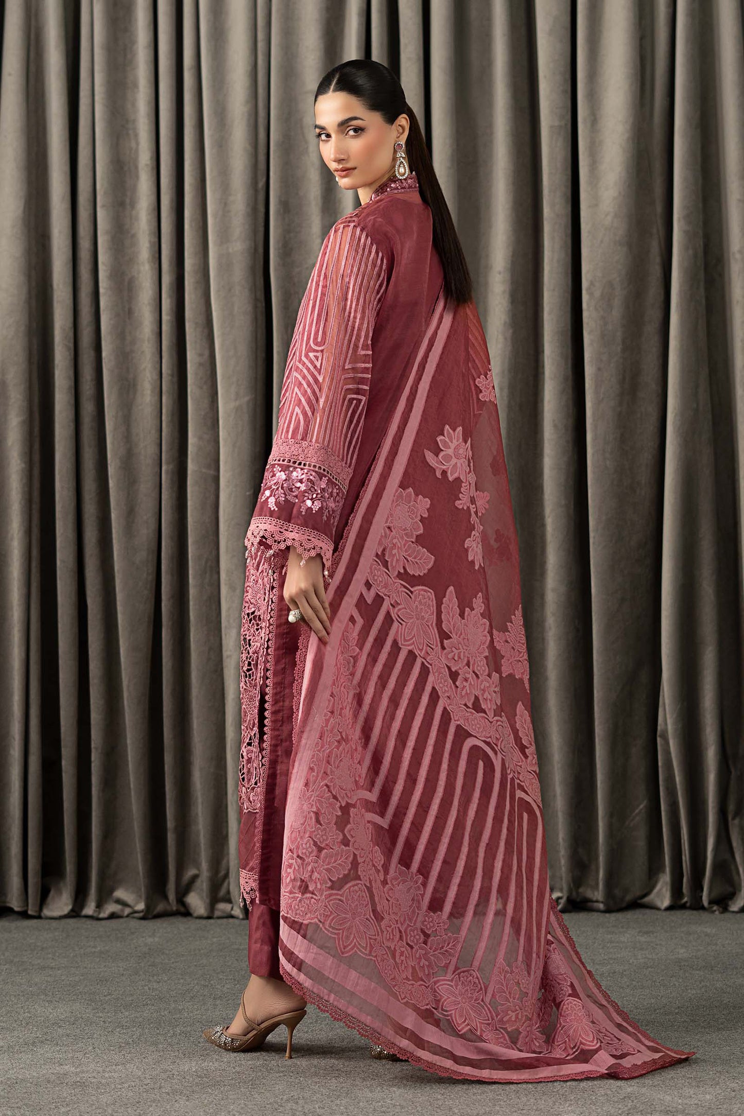 3 Piece Embroidered Organza Suit