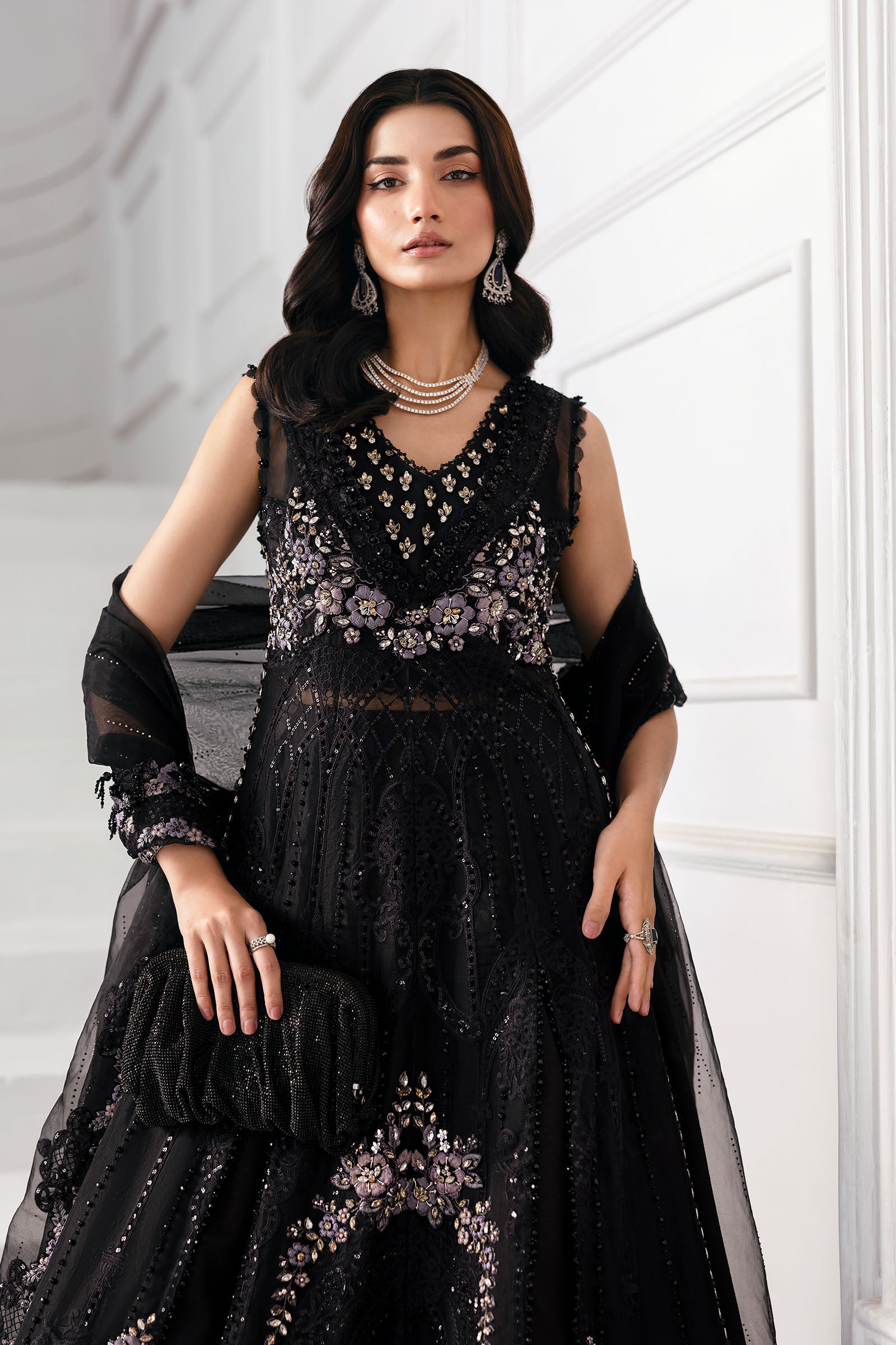 3 Piece Unstitched Embroidered Organza Suit | BD-3004