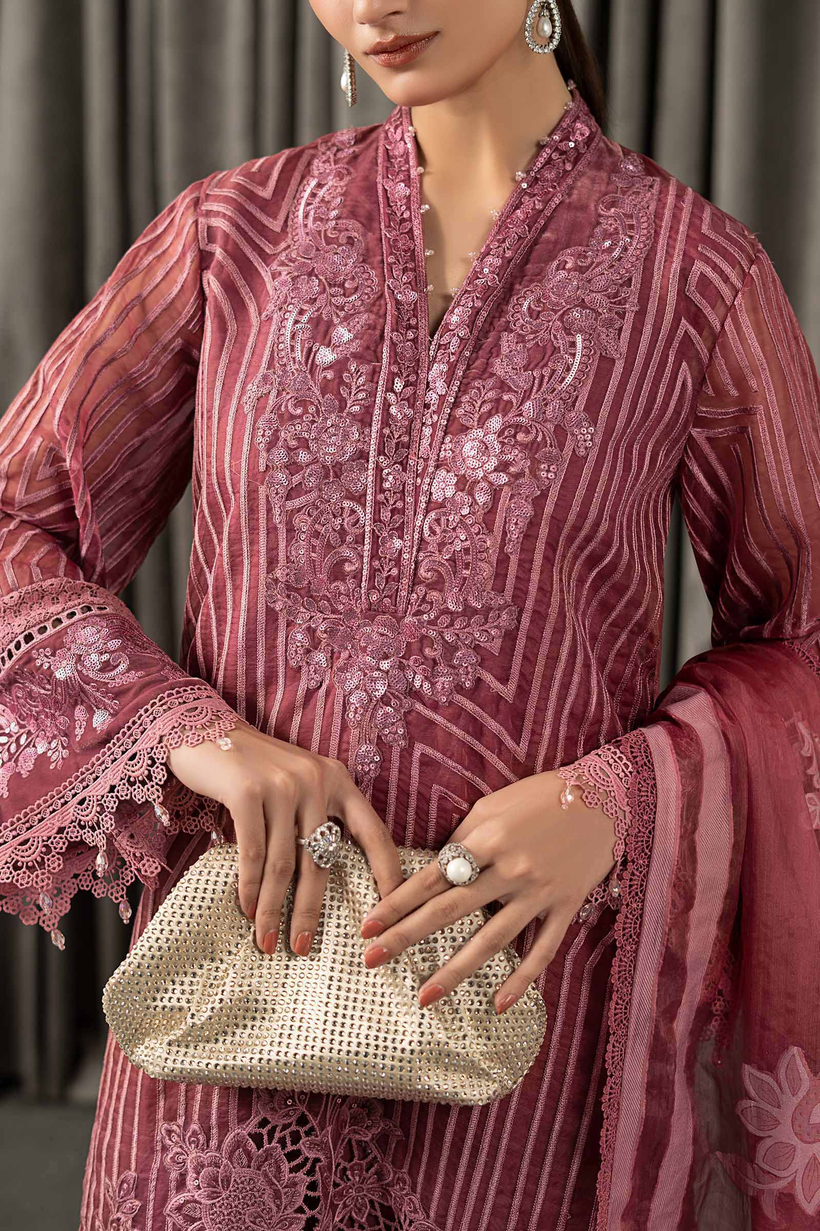 3 Piece Embroidered Organza Suit