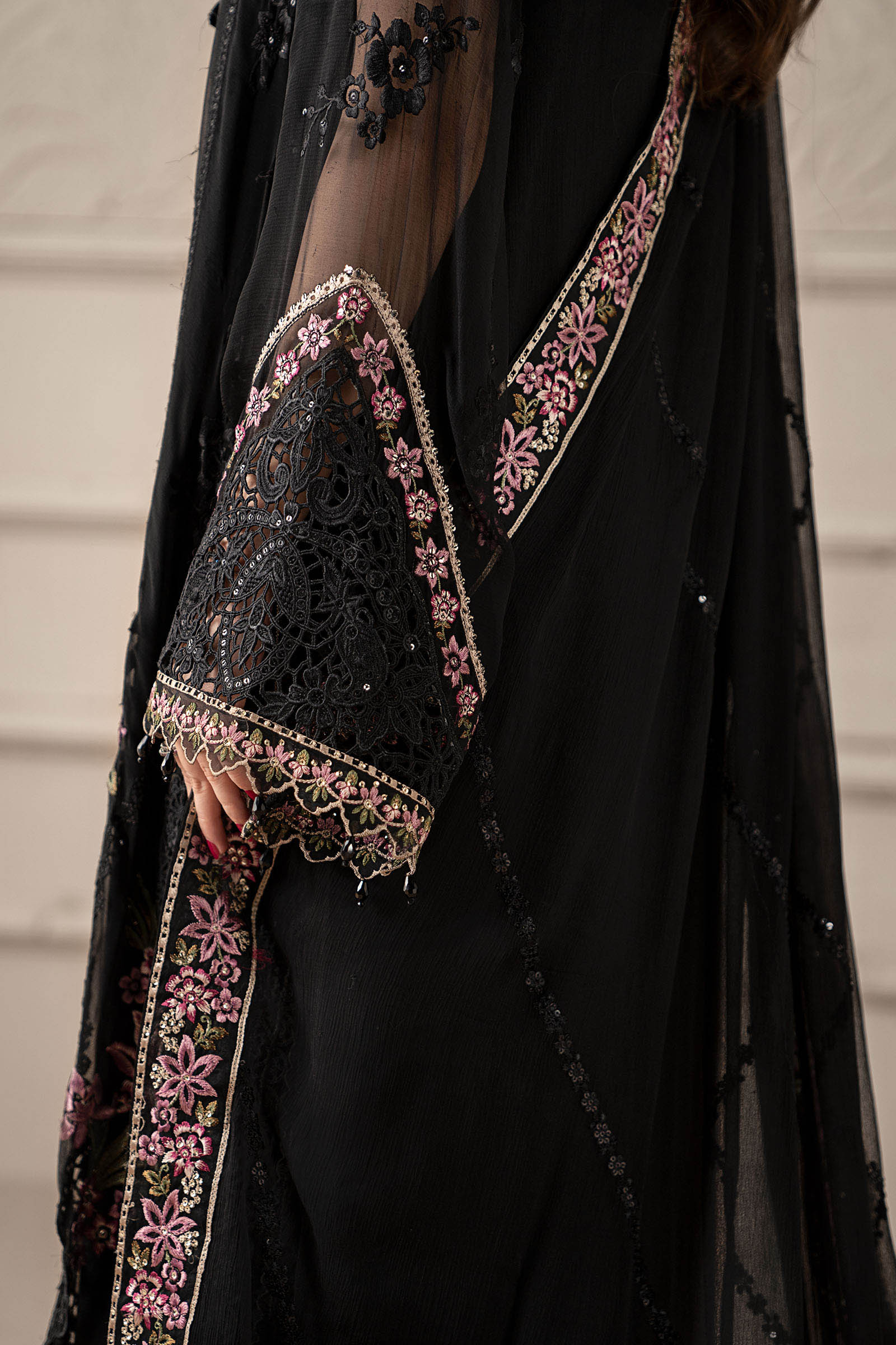 3 Piece Embroidered Chiffon Suit | MCS-25-104