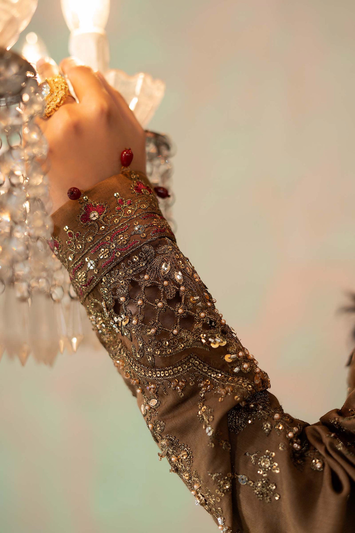 3 Piece Embroidered Raw Silk Suit