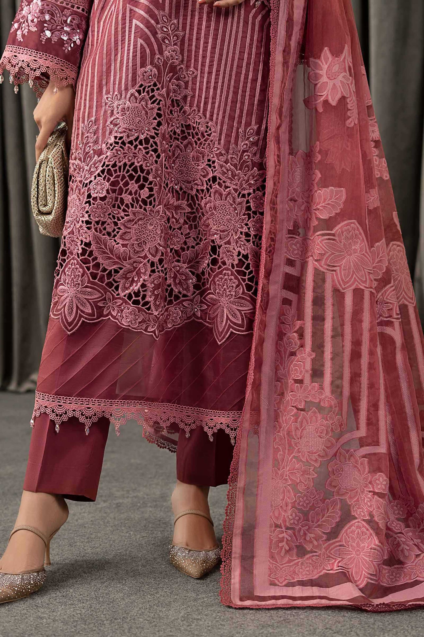 3 Piece Embroidered Organza Suit