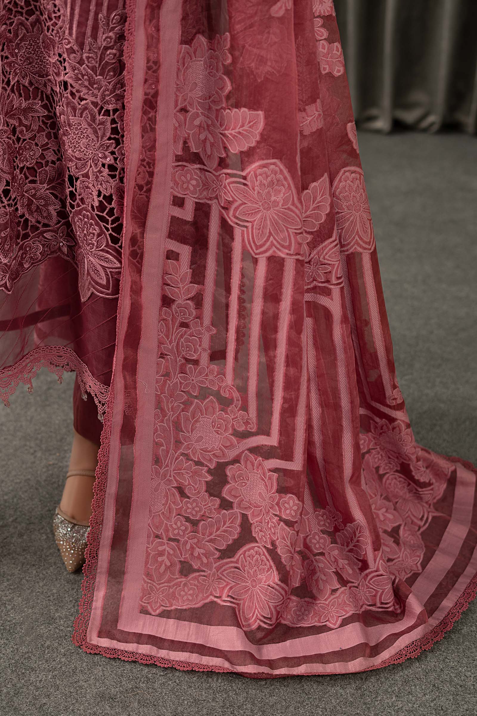 3 Piece Embroidered Organza Suit