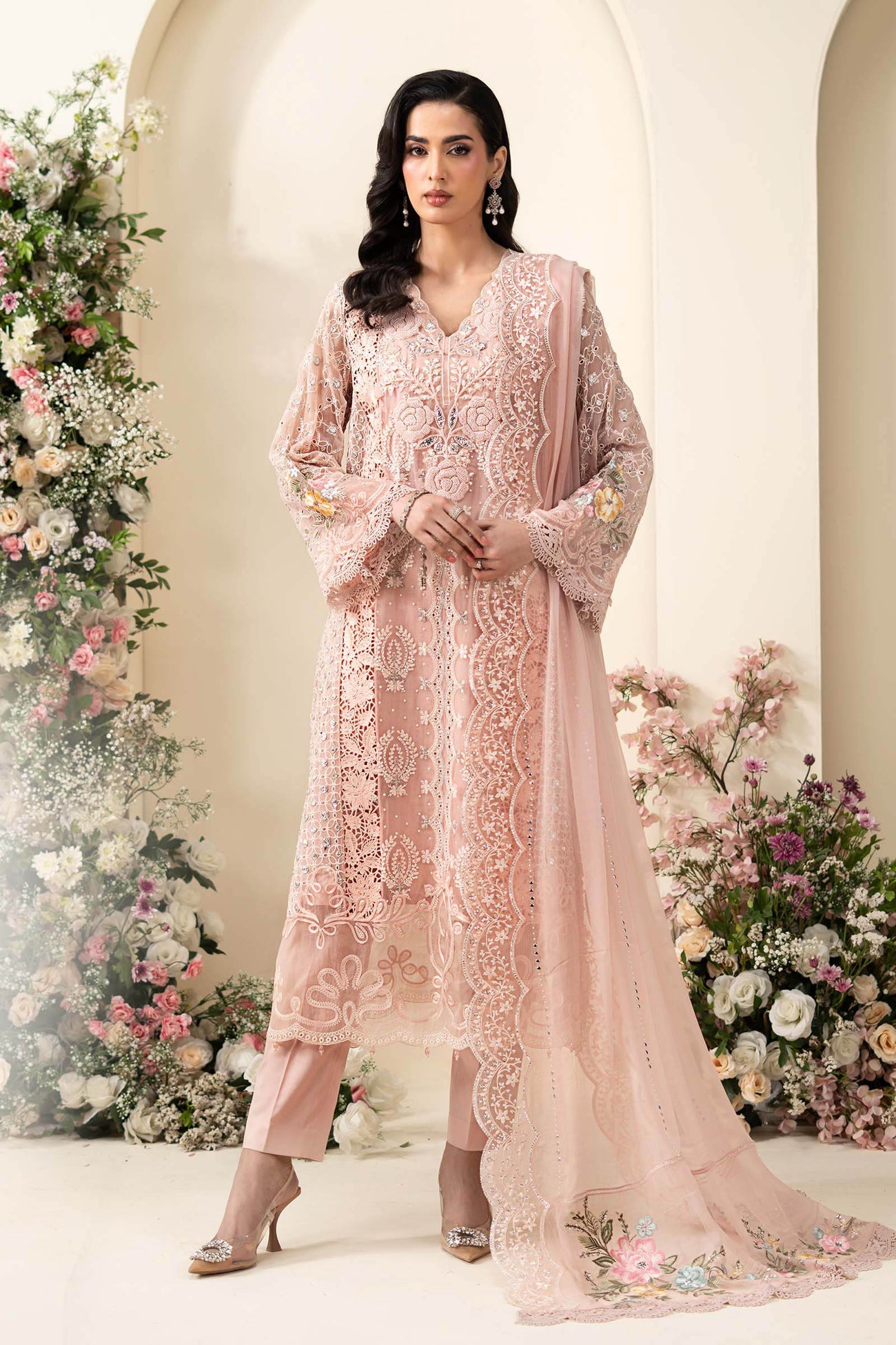 3 Piece Embroidered Chiffon Suit
