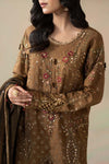 3 Piece Embroidered Raw Silk Suit