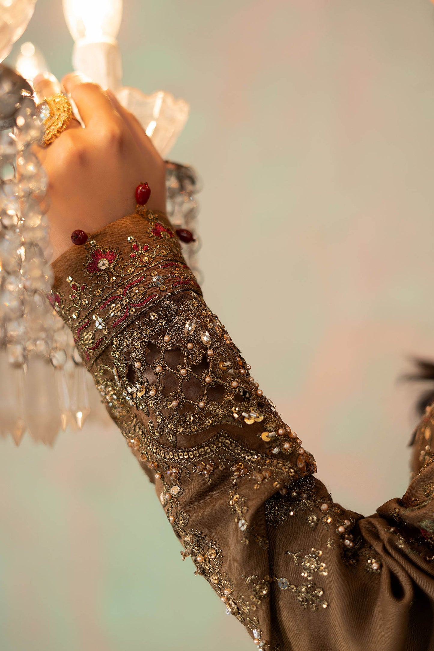 3 Piece Embroidered Raw Silk Suit