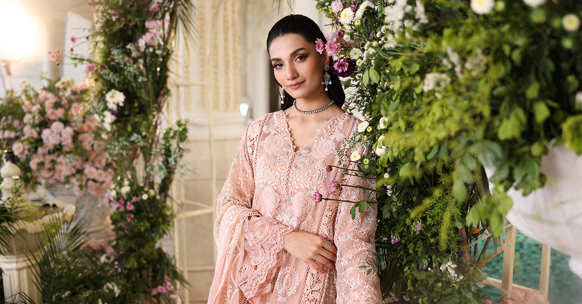 3 Piece Unstitched Embroidered Chiffon Suit