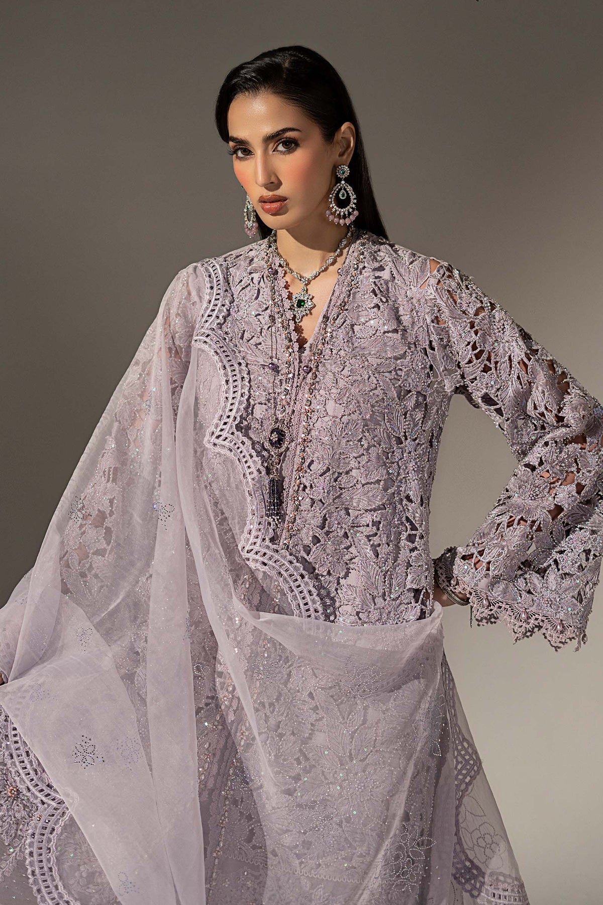 3 Piece Embroidered Organza Suit