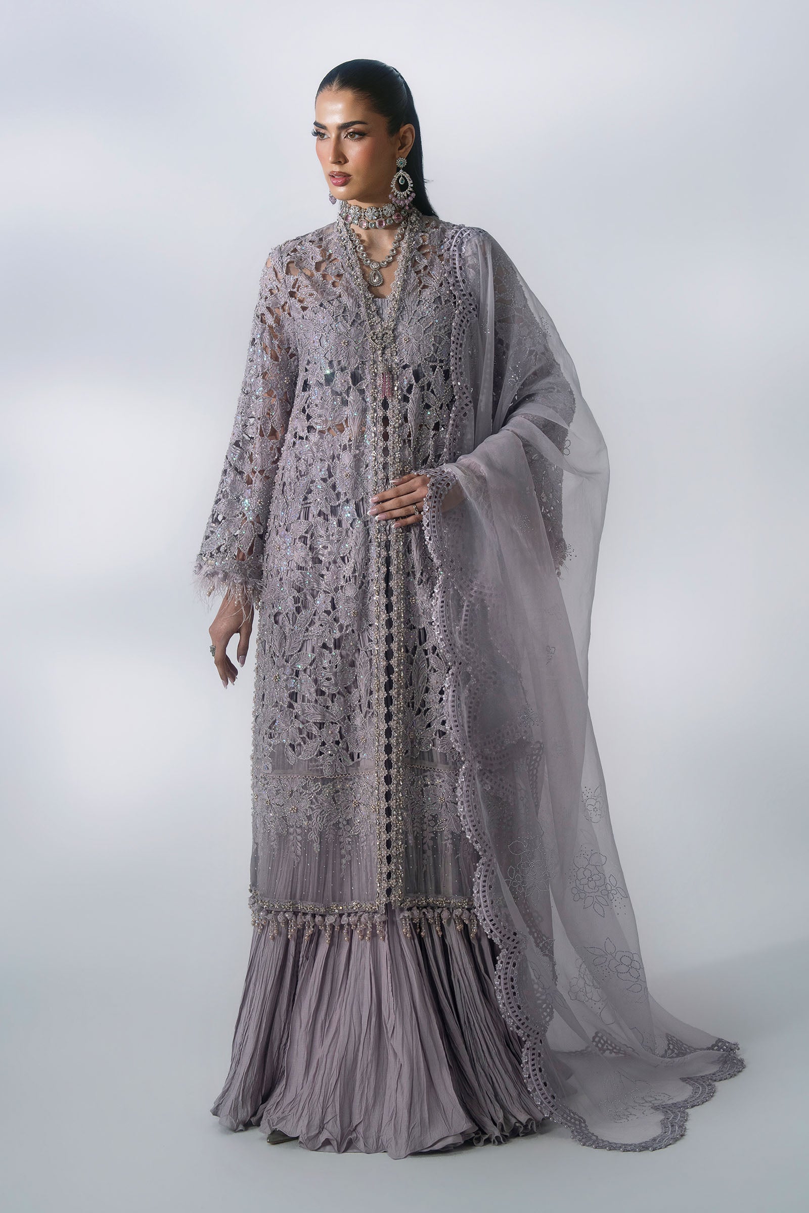 3 Piece Unstitched Embroidered Organza Suit