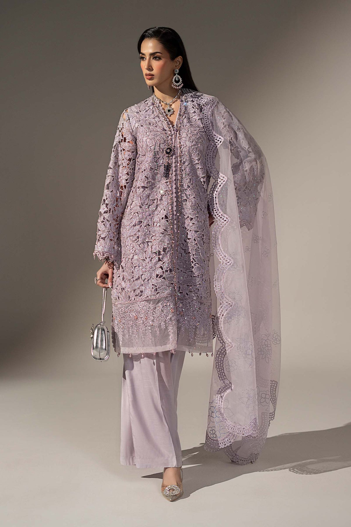 3 Piece Embroidered Organza Suit